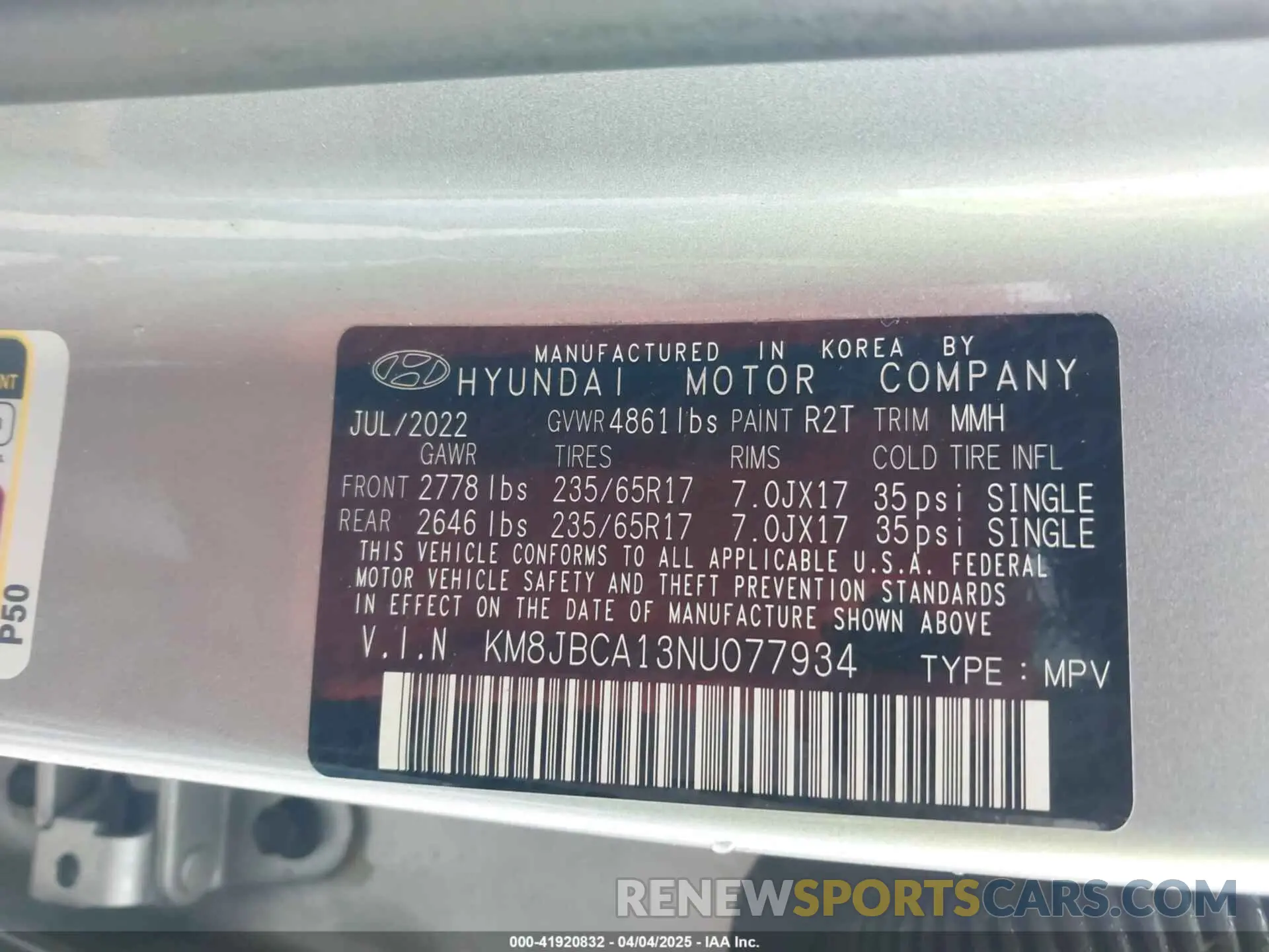 9 Photograph of a damaged car KM8JBCA13NU077934 HYUNDAI TUCSON HYBRID 2022