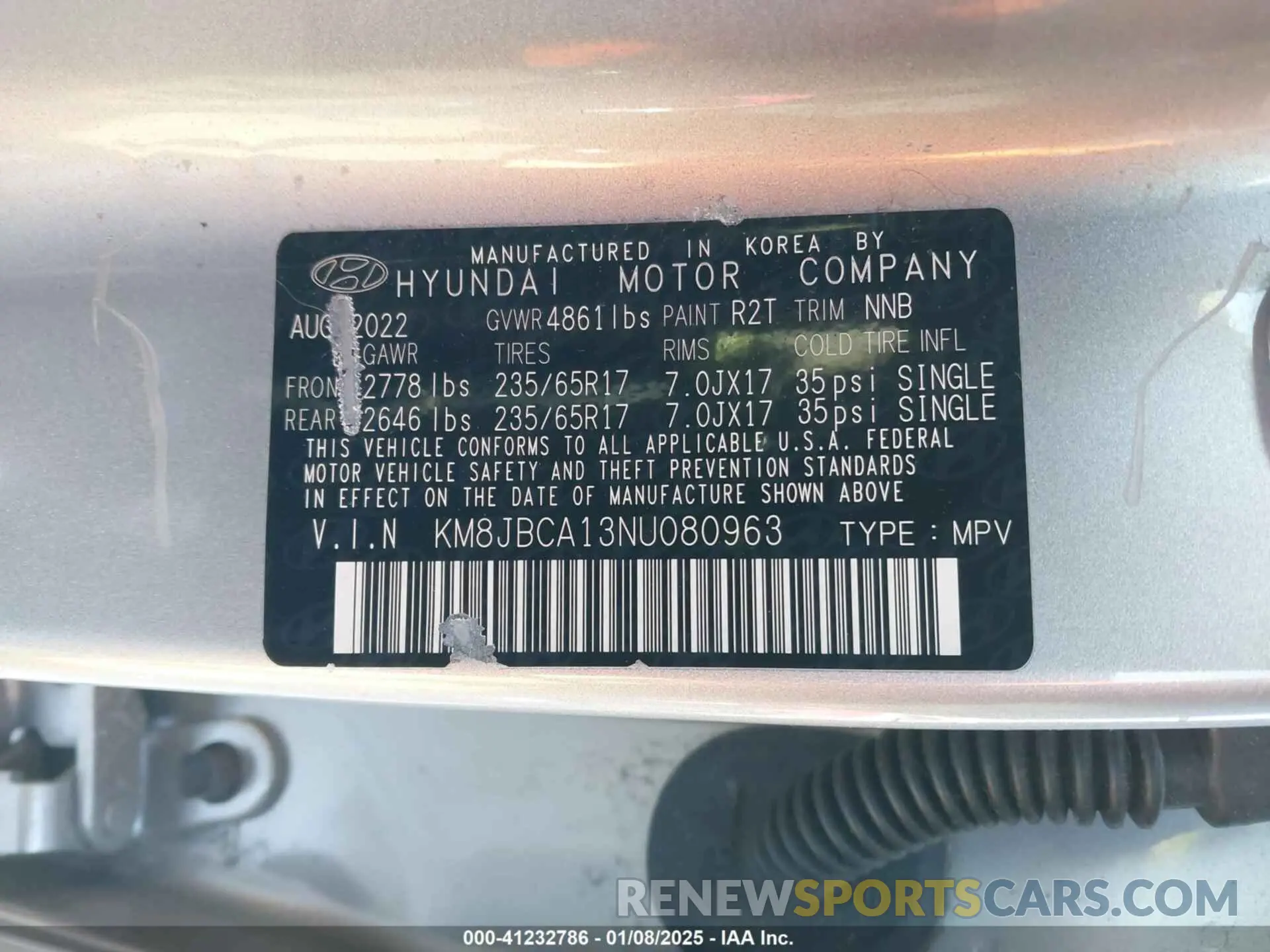 9 Photograph of a damaged car KM8JBCA13NU080963 HYUNDAI TUCSON HYBRID 2022