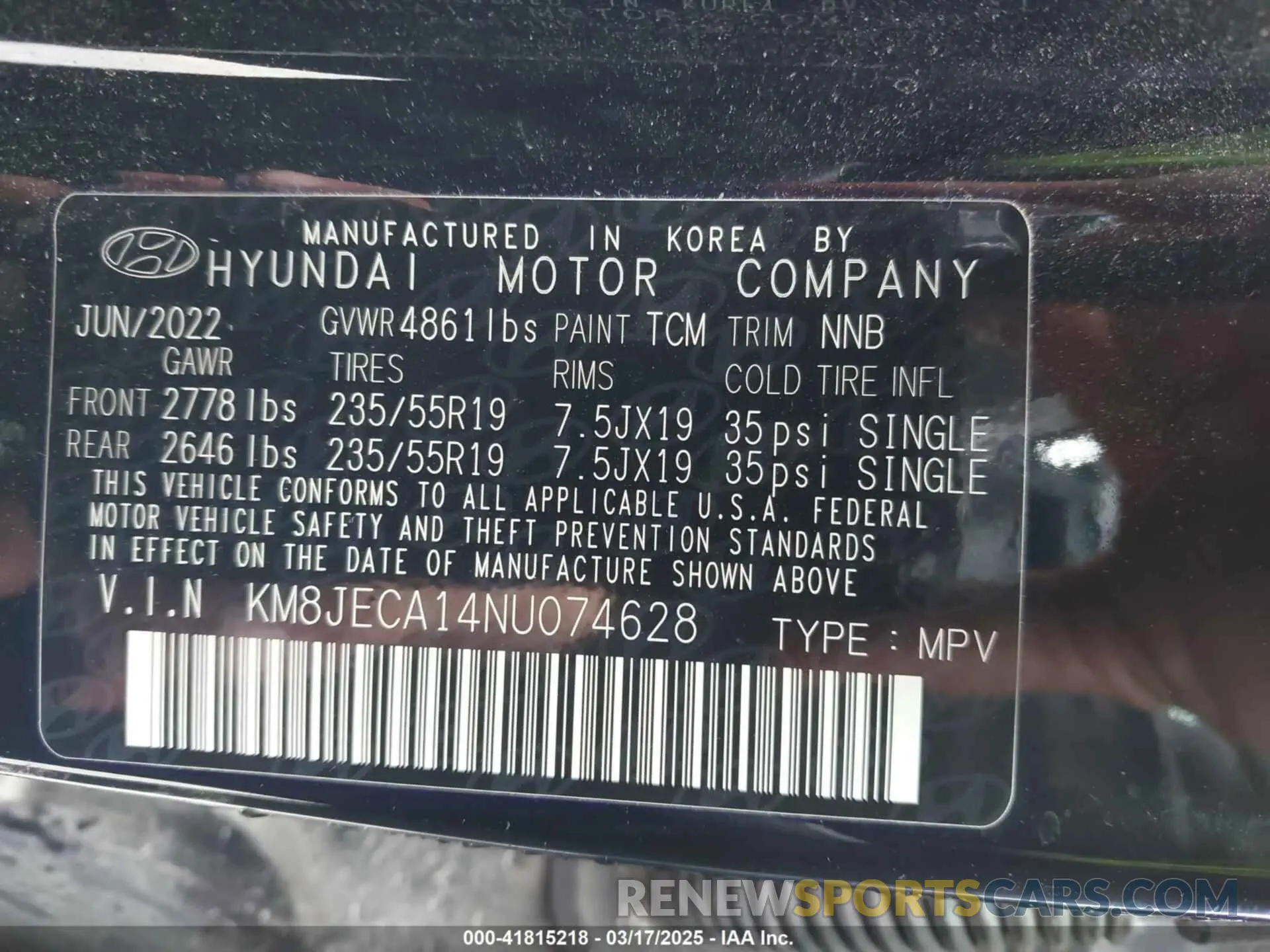 9 Photograph of a damaged car KM8JECA14NU074628 HYUNDAI TUCSON HYBRID 2022