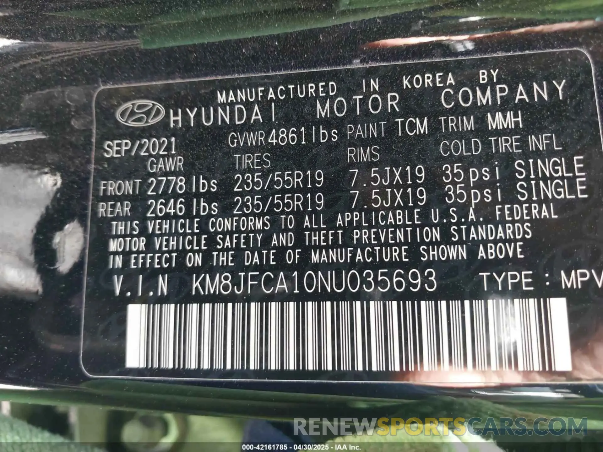 9 Photograph of a damaged car KM8JFCA10NU035693 HYUNDAI TUCSON HYBRID 2022