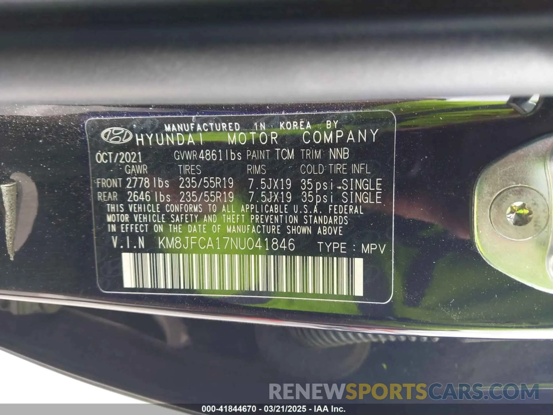 9 Photograph of a damaged car KM8JFCA17NU041846 HYUNDAI TUCSON HYBRID 2022