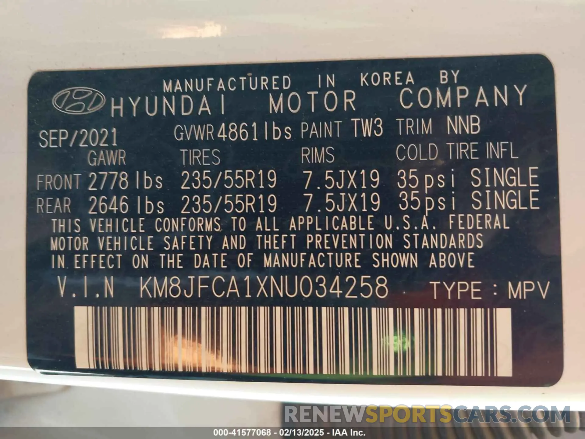 9 Photograph of a damaged car KM8JFCA1XNU034258 HYUNDAI TUCSON HYBRID 2022