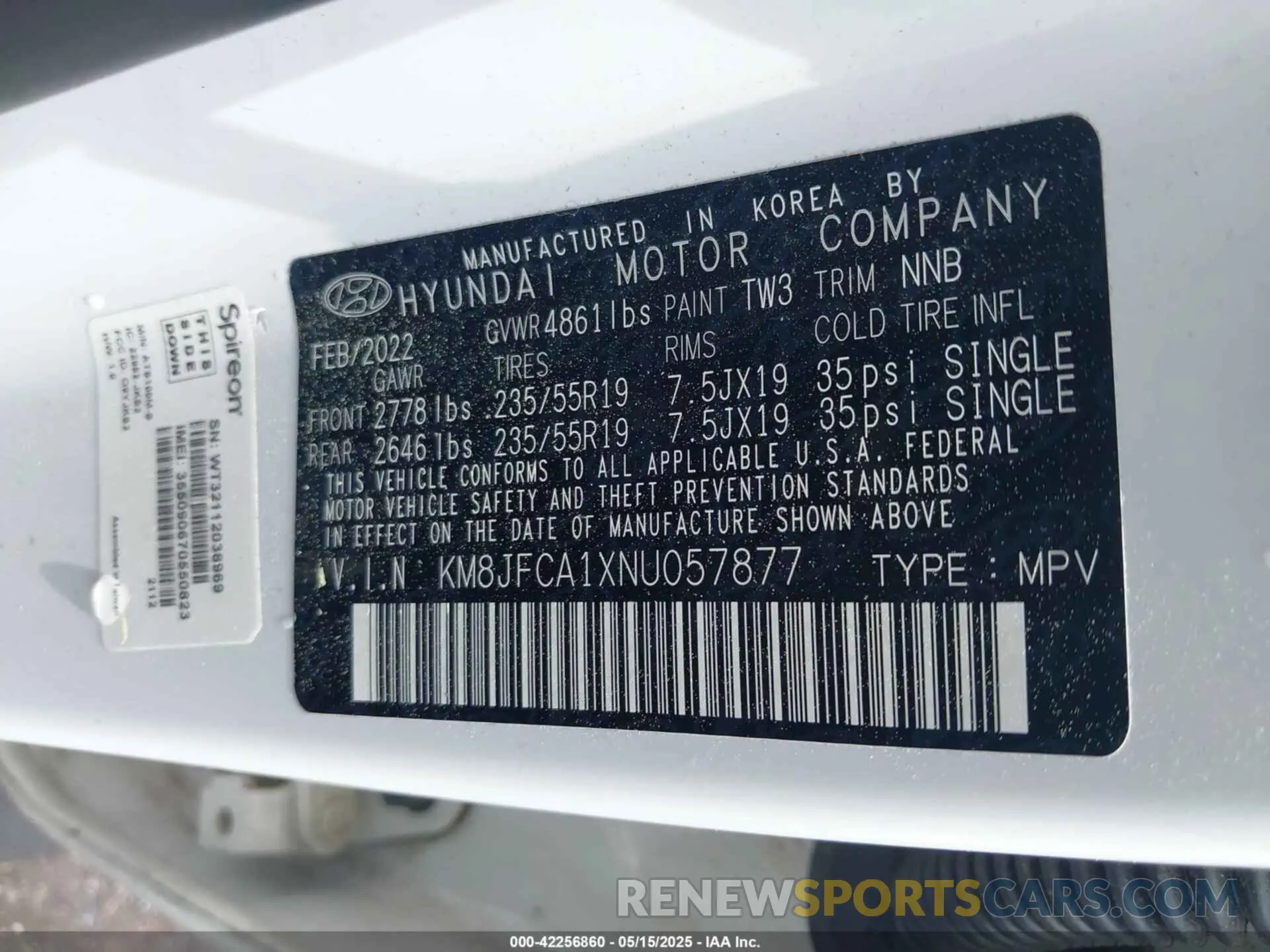 9 Photograph of a damaged car KM8JFCA1XNU057877 HYUNDAI TUCSON HYBRID 2022