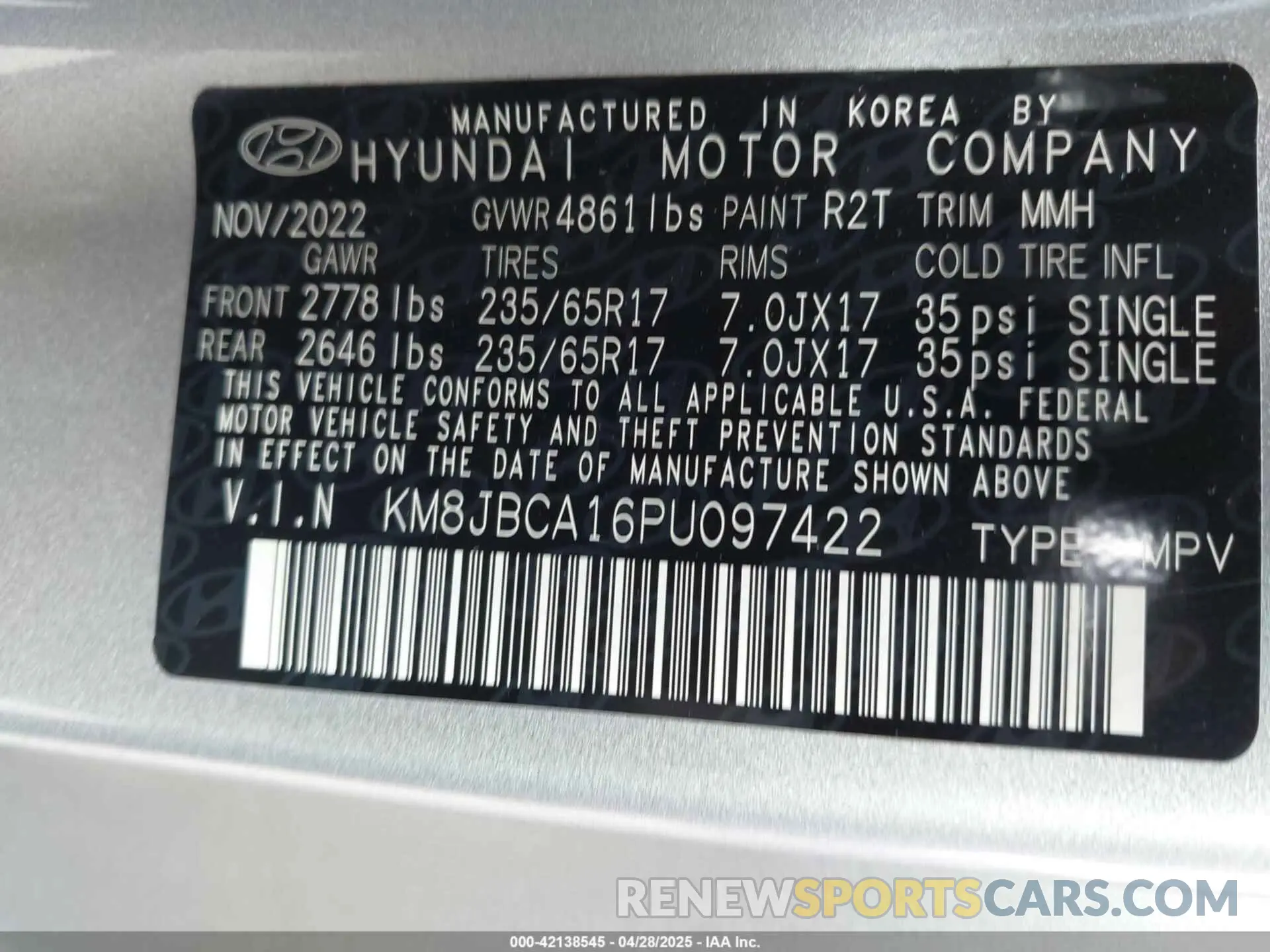 9 Photograph of a damaged car KM8JBCA16PU097422 HYUNDAI TUCSON HYBRID 2023