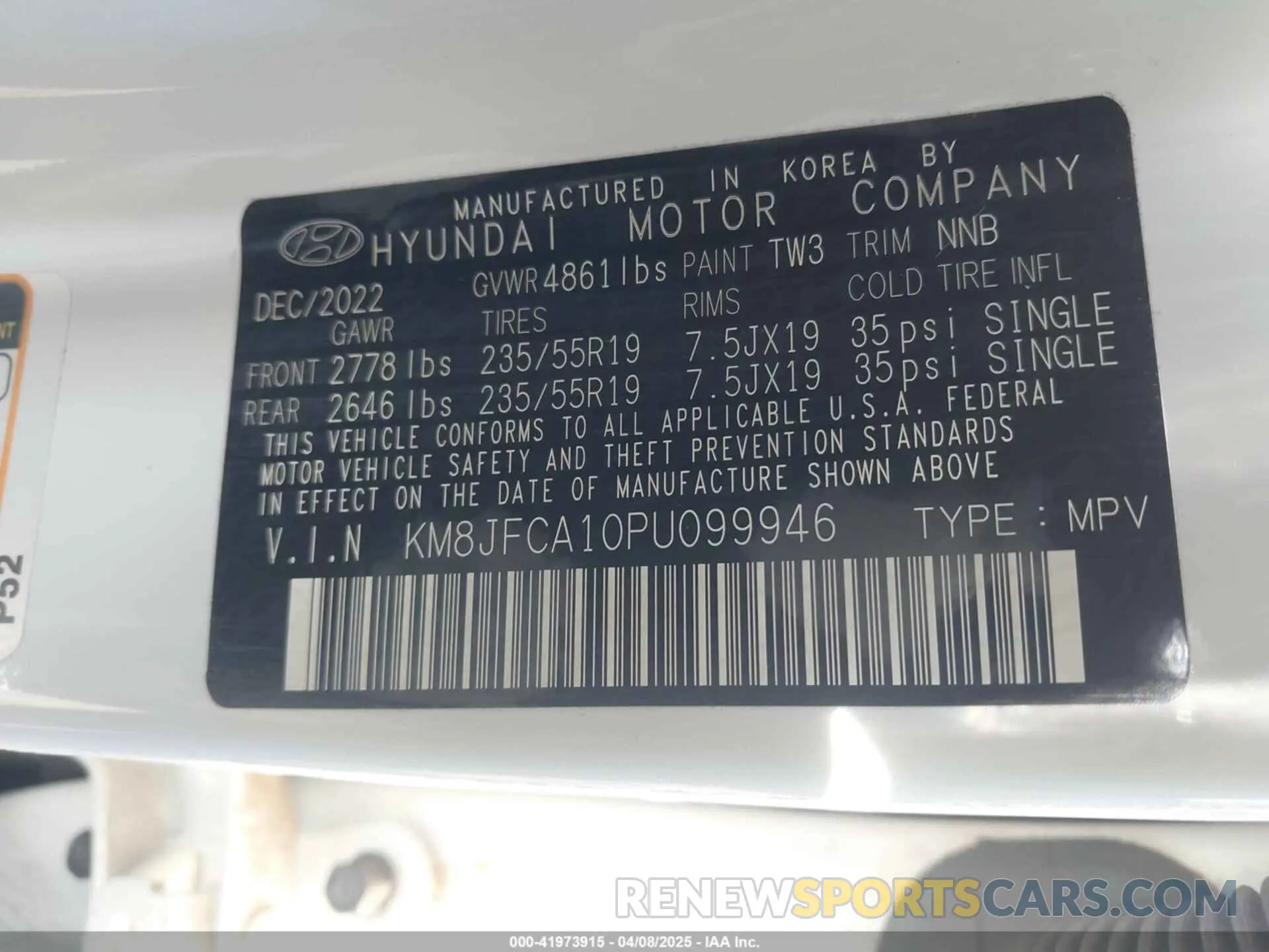 9 Photograph of a damaged car KM8JFCA10PU099946 HYUNDAI TUCSON HYBRID 2023