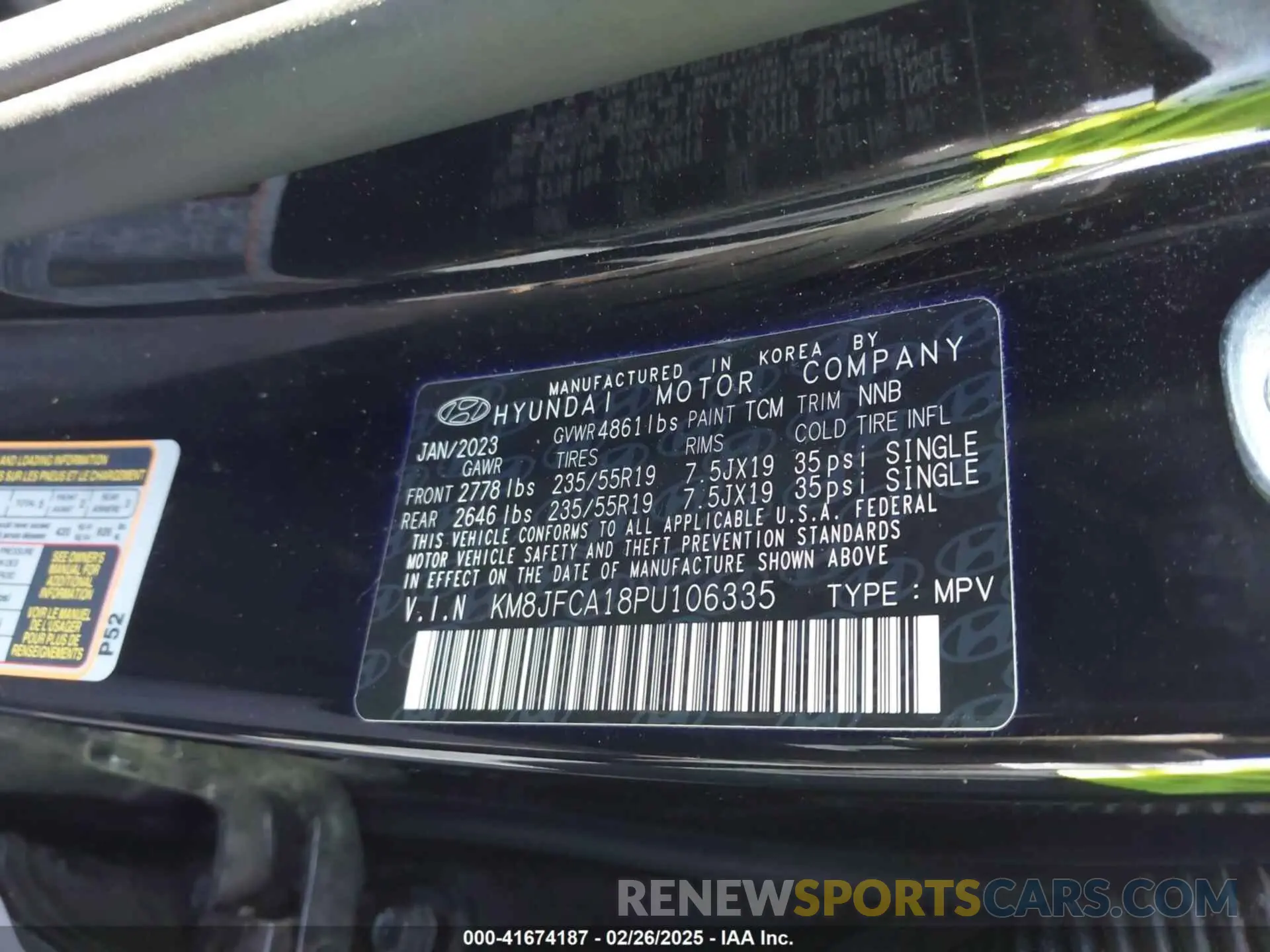 9 Photograph of a damaged car KM8JFCA18PU106335 HYUNDAI TUCSON HYBRID 2023