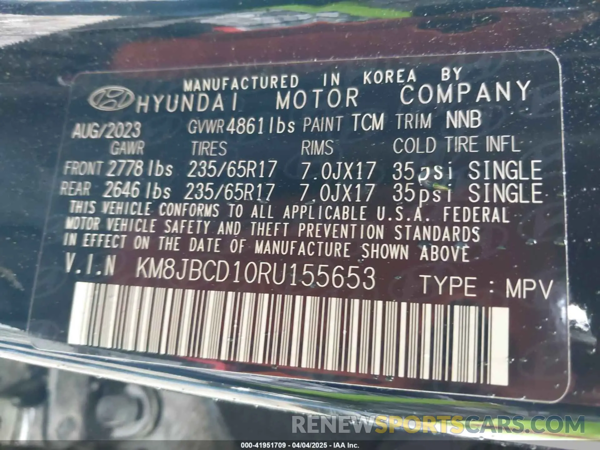9 Photograph of a damaged car KM8JBCD10RU155653 HYUNDAI TUCSON HYBRID 2024