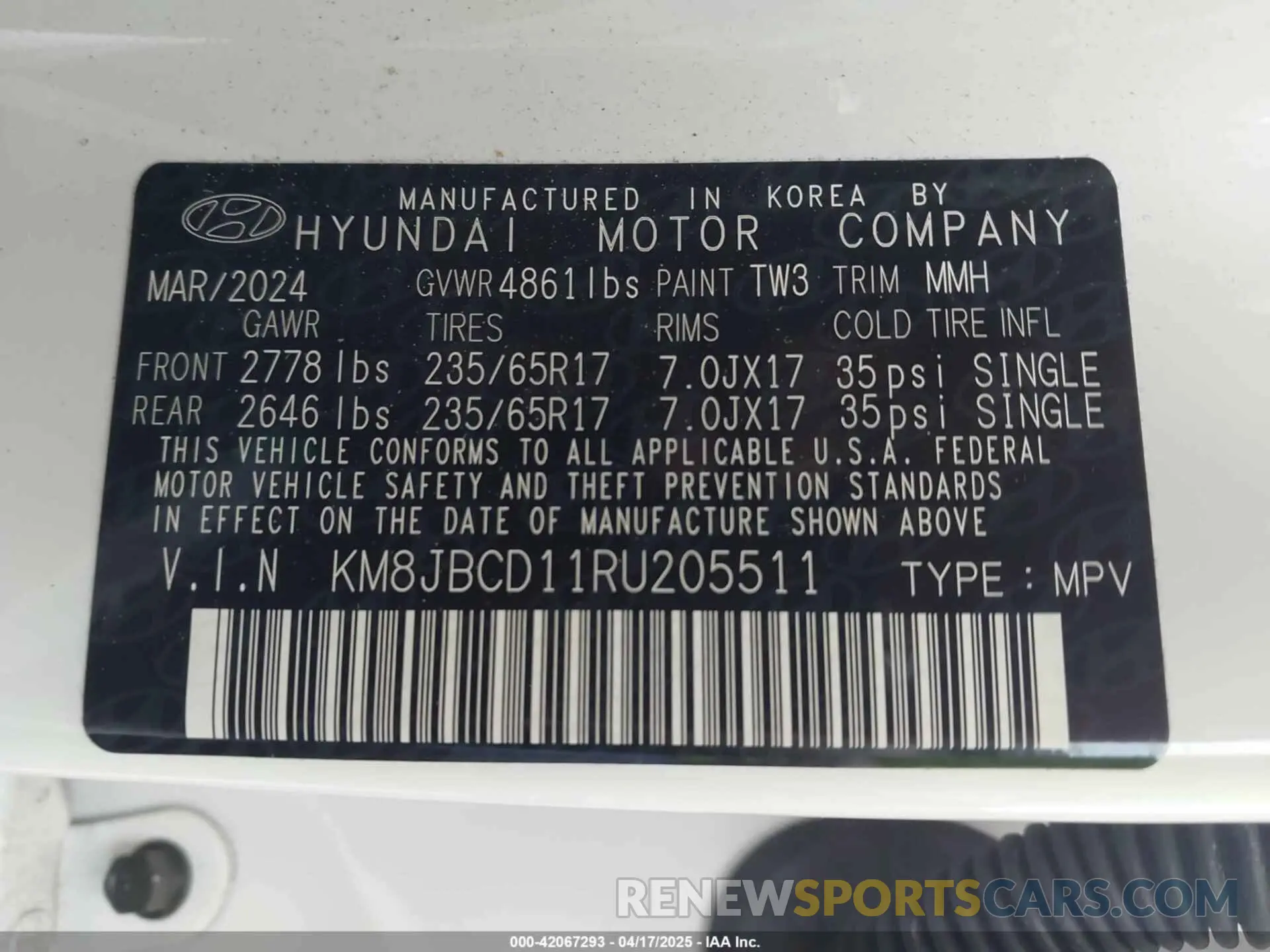 9 Photograph of a damaged car KM8JBCD11RU205511 HYUNDAI TUCSON HYBRID 2024