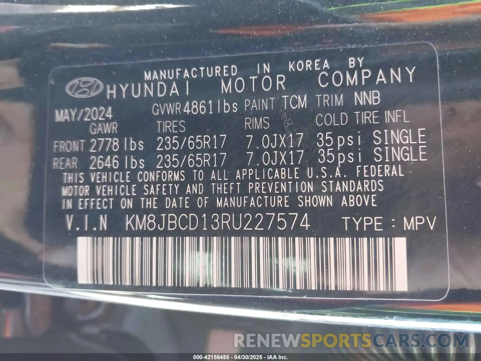 9 Photograph of a damaged car KM8JBCD13RU227574 HYUNDAI TUCSON HYBRID 2024