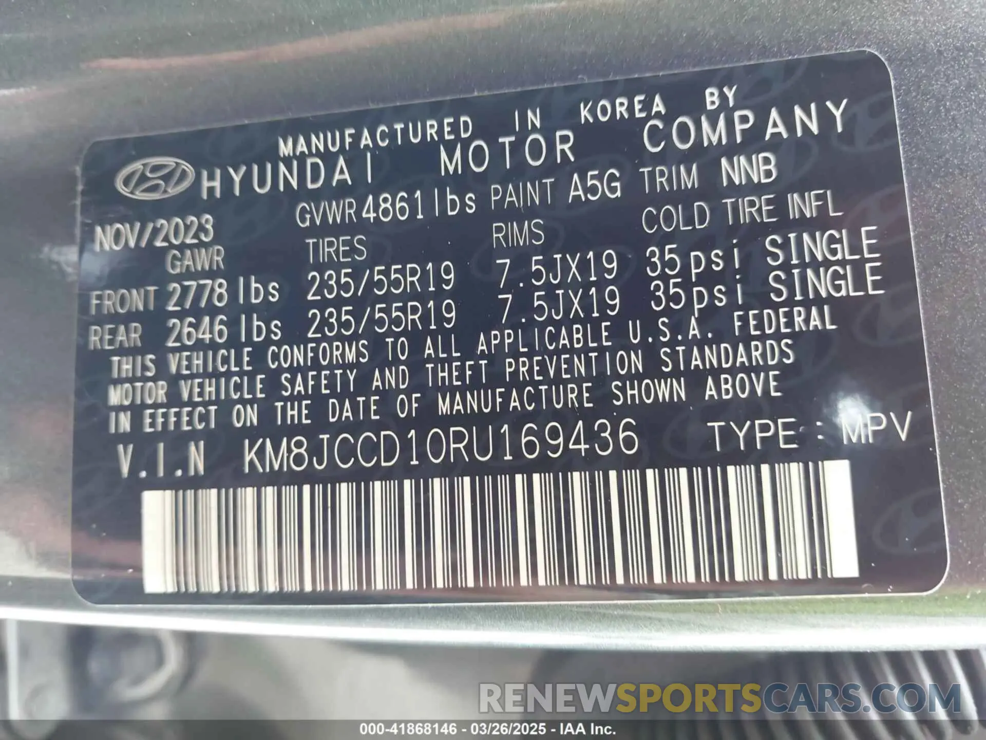 9 Photograph of a damaged car KM8JCCD10RU169436 HYUNDAI TUCSON HYBRID 2024