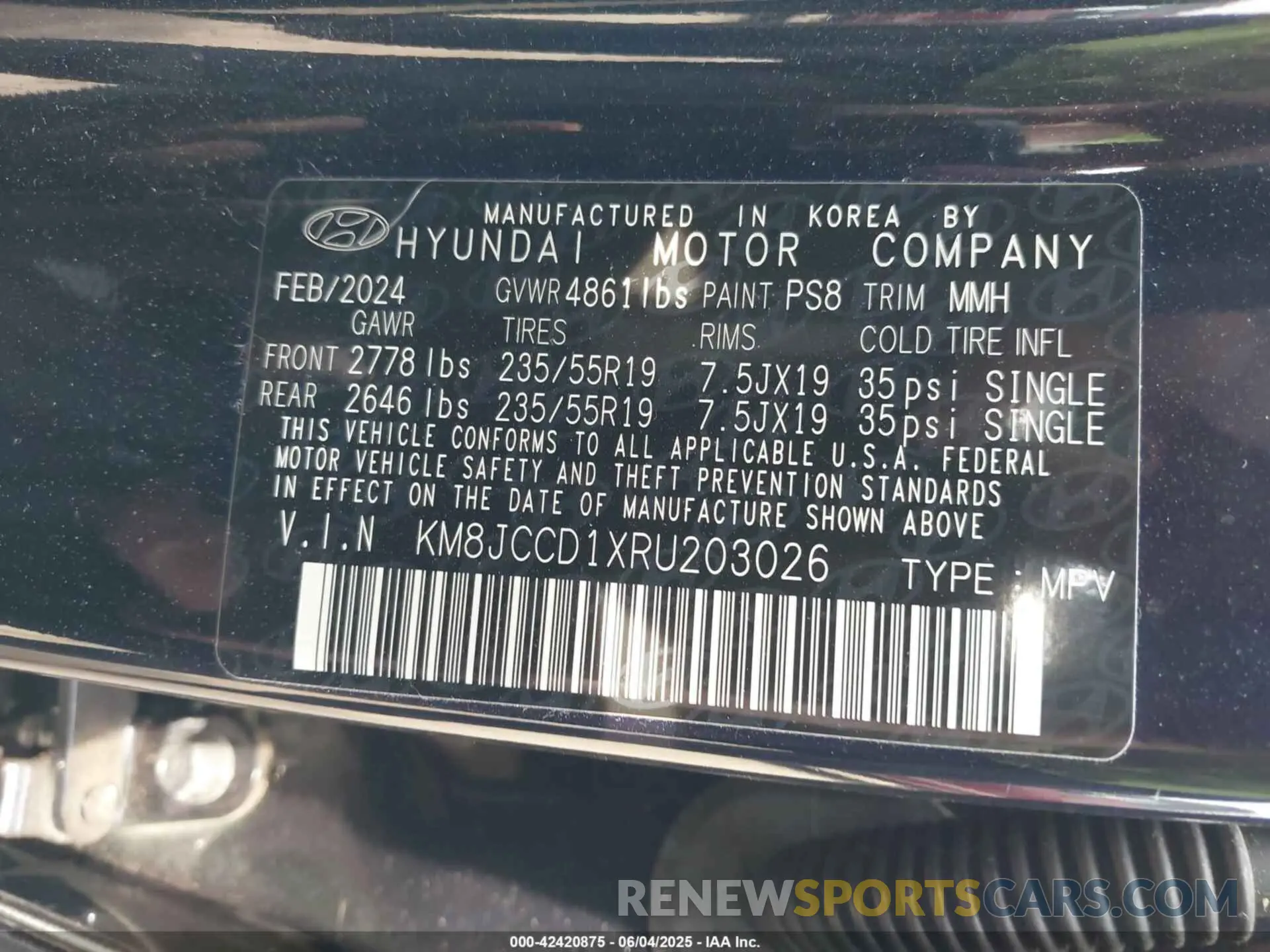 9 Photograph of a damaged car KM8JCCD1XRU203026 HYUNDAI TUCSON HYBRID 2024