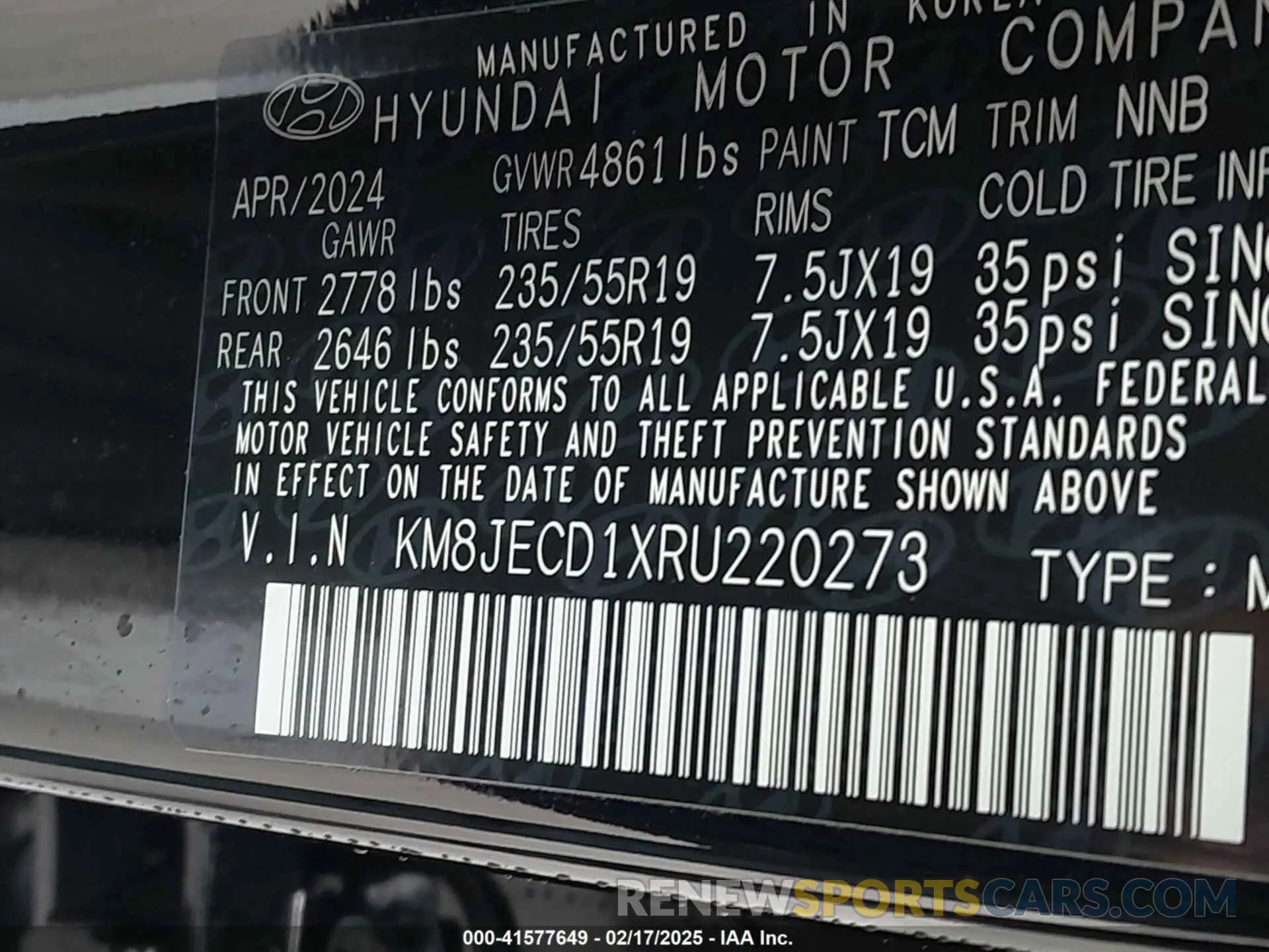9 Photograph of a damaged car KM8JECD1XRU220273 HYUNDAI TUCSON HYBRID 2024
