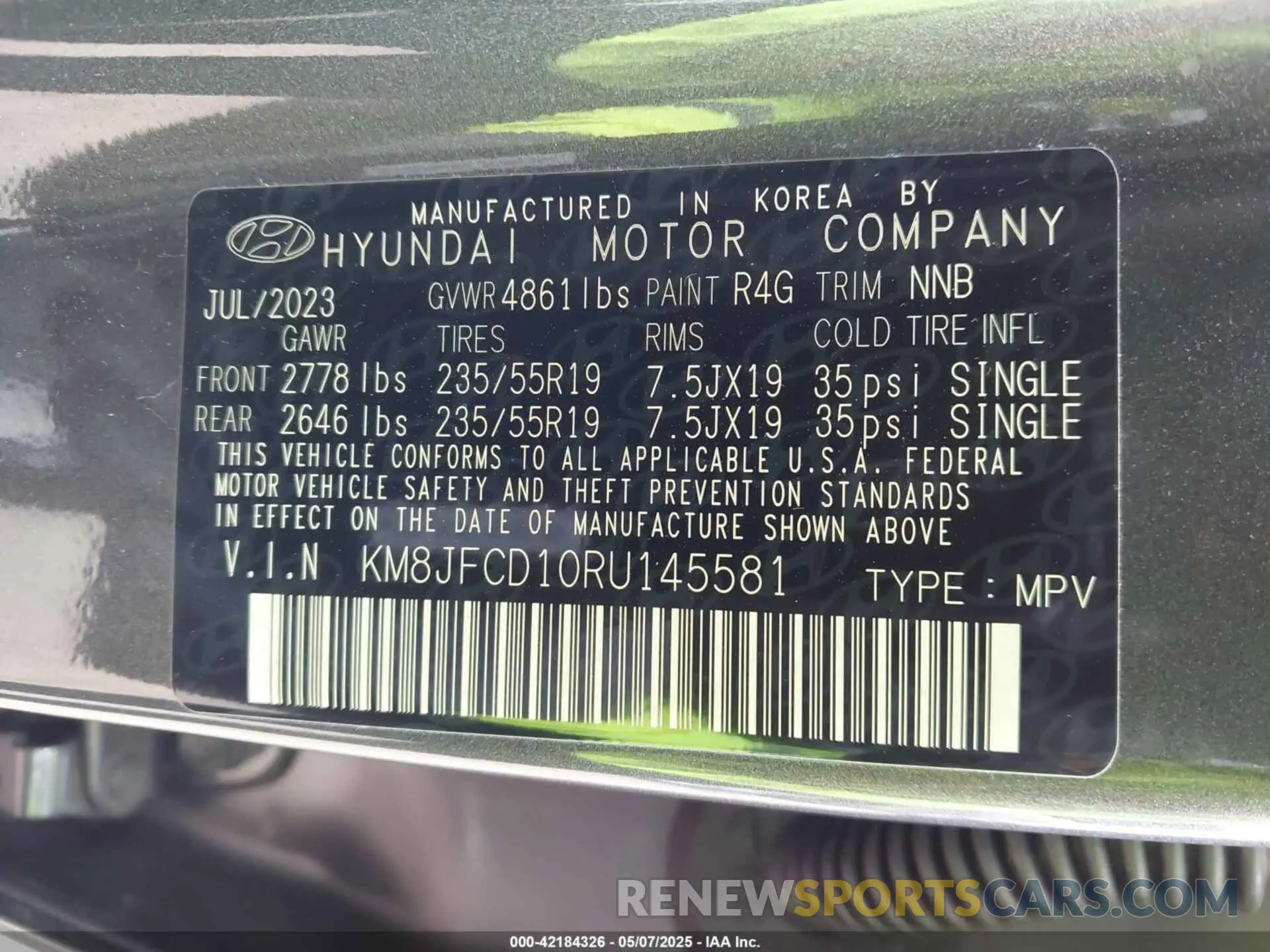 9 Photograph of a damaged car KM8JFCD10RU145581 HYUNDAI TUCSON HYBRID 2024