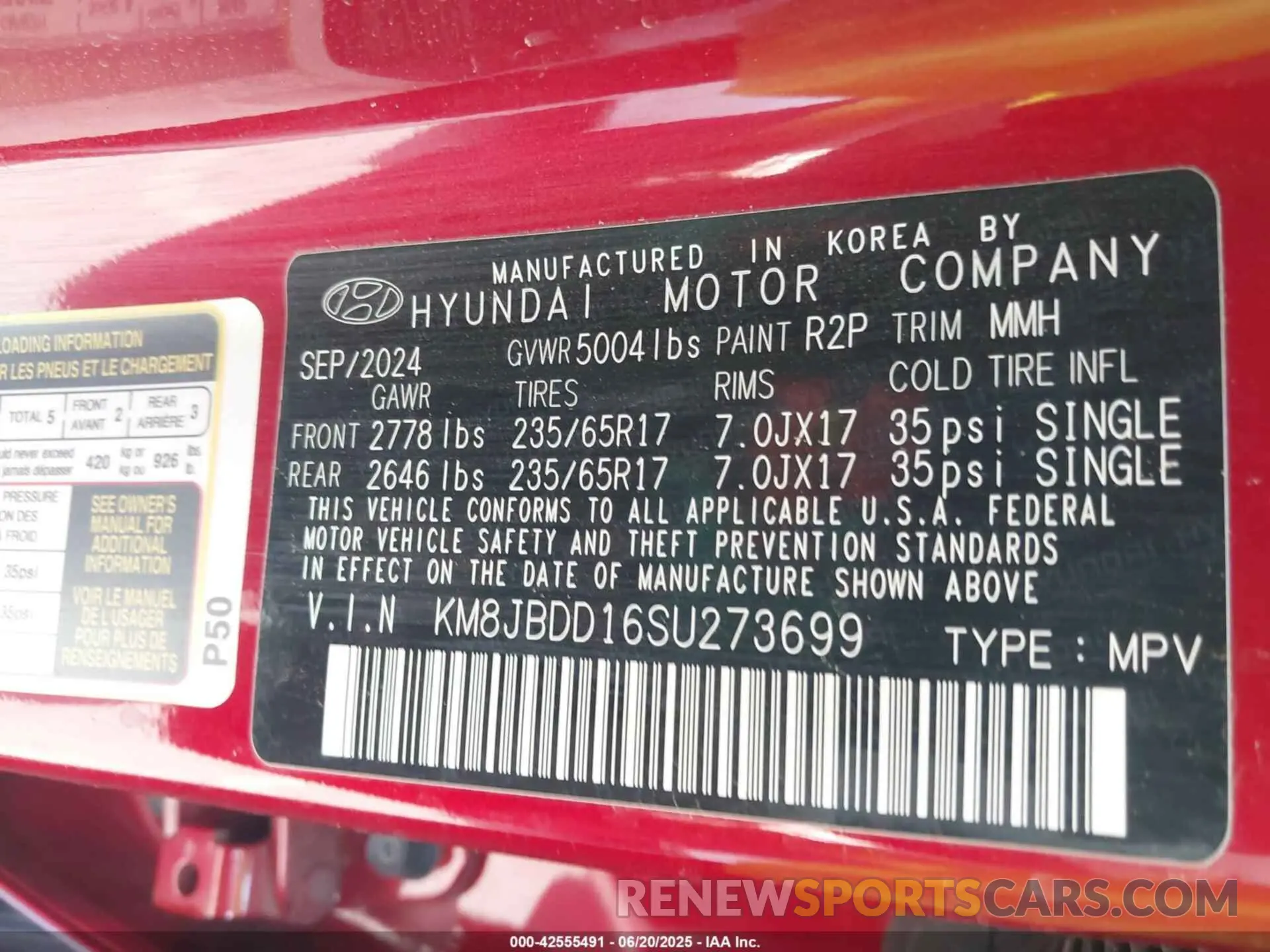 9 Photograph of a damaged car KM8JBDD16SU273699 HYUNDAI TUCSON HYBRID 2025