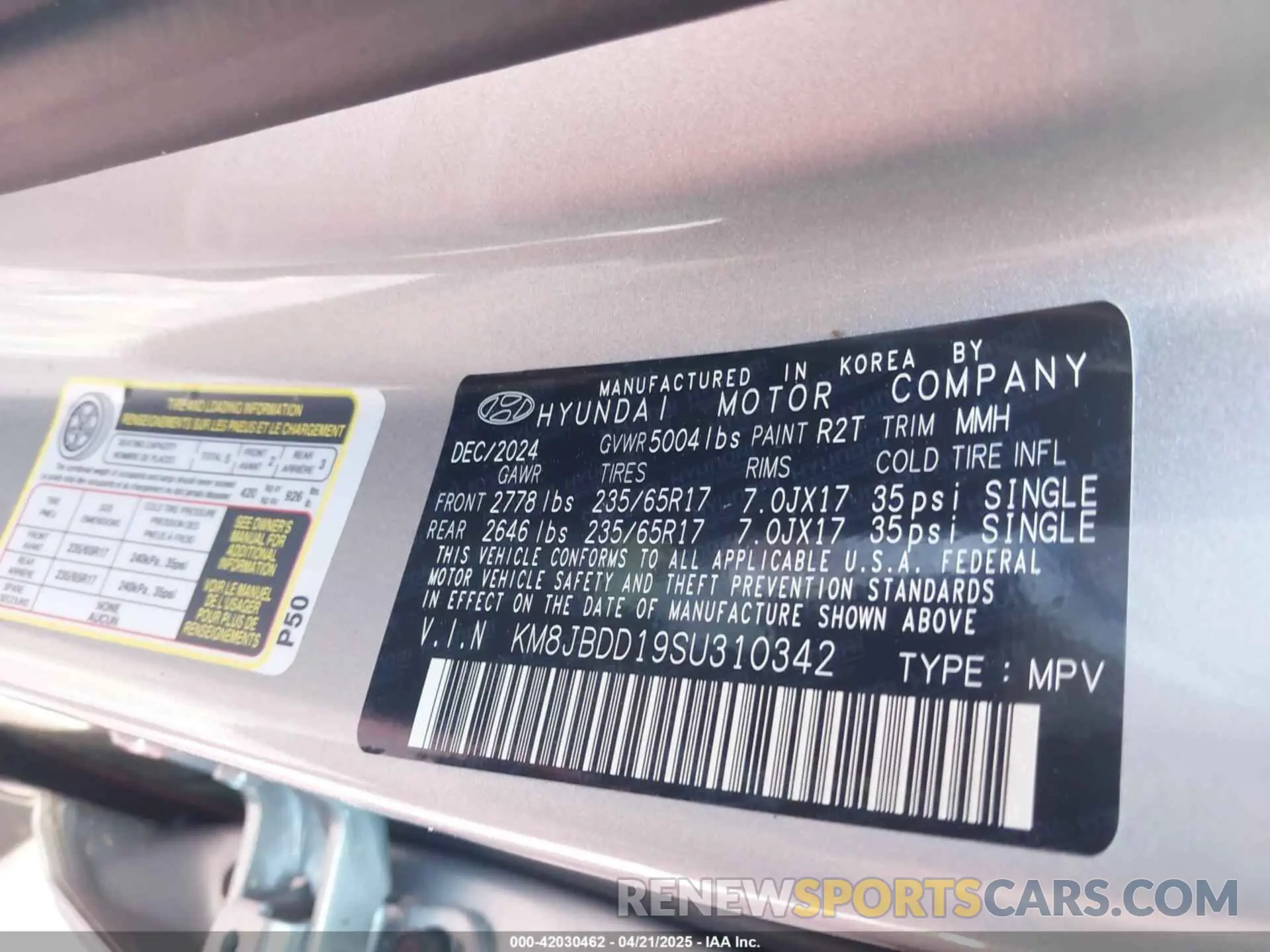 9 Photograph of a damaged car KM8JBDD19SU310342 HYUNDAI TUCSON HYBRID 2025
