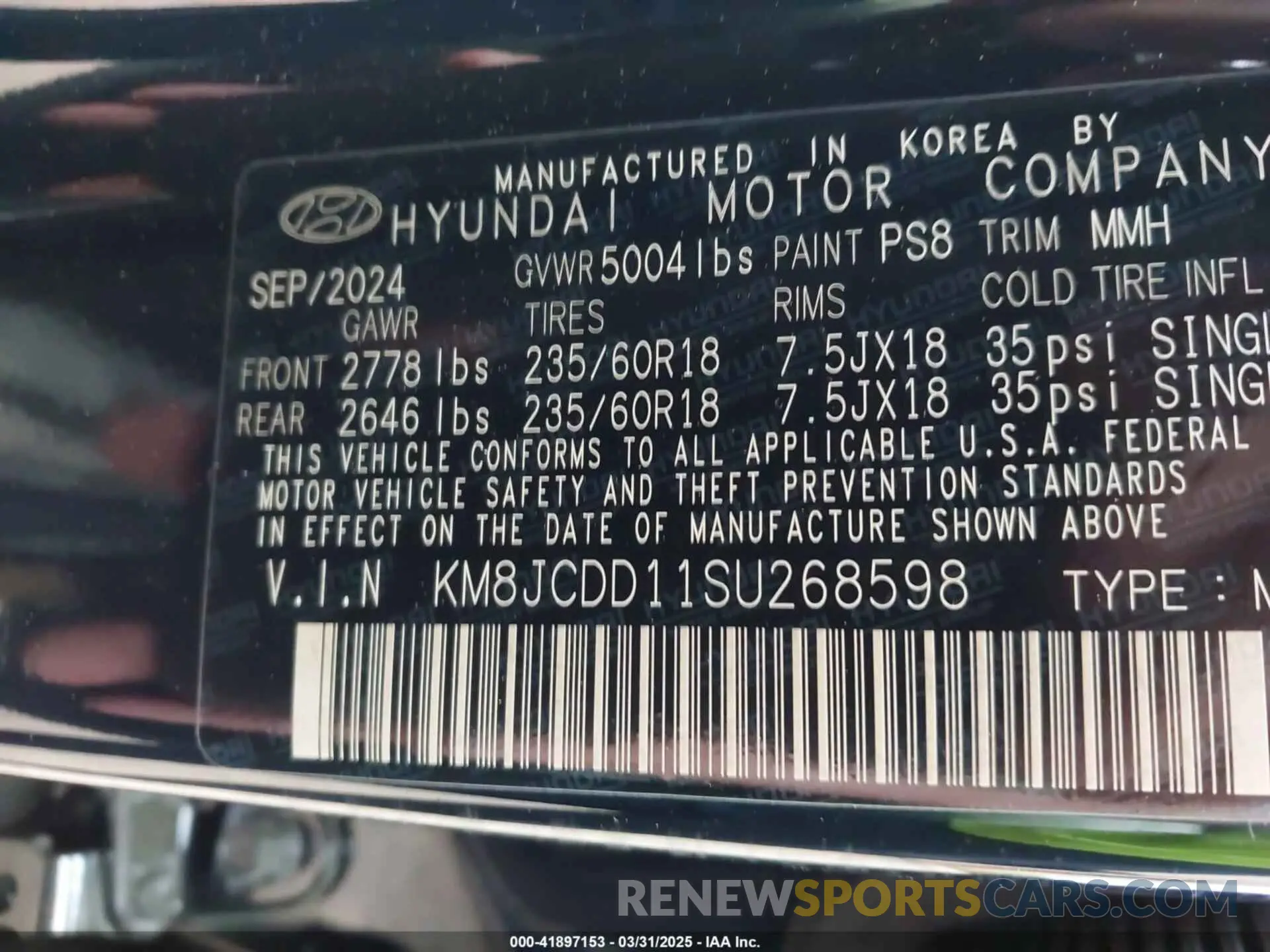 9 Photograph of a damaged car KM8JCDD11SU268598 HYUNDAI TUCSON HYBRID 2025