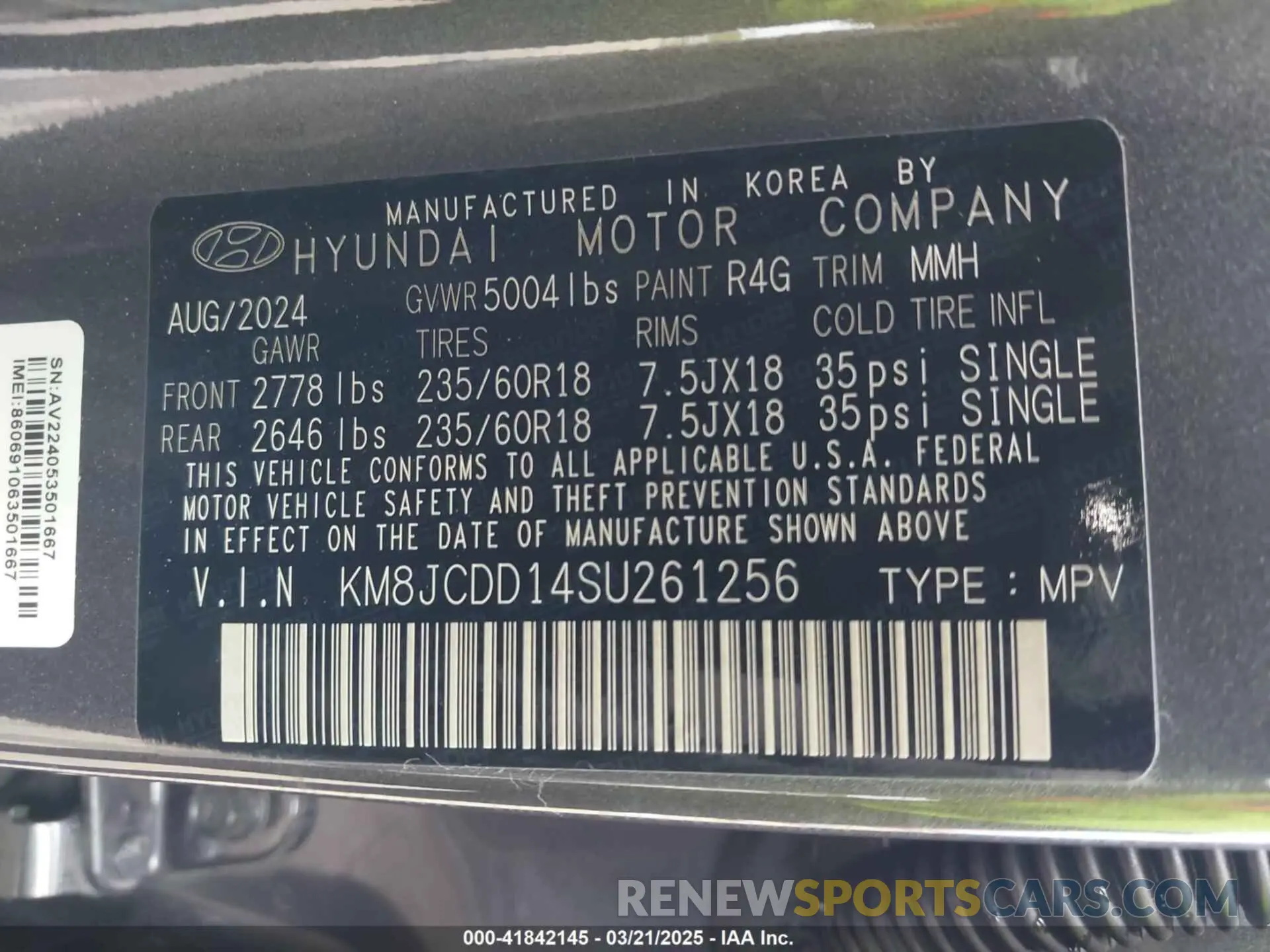 9 Photograph of a damaged car KM8JCDD14SU261256 HYUNDAI TUCSON HYBRID 2025