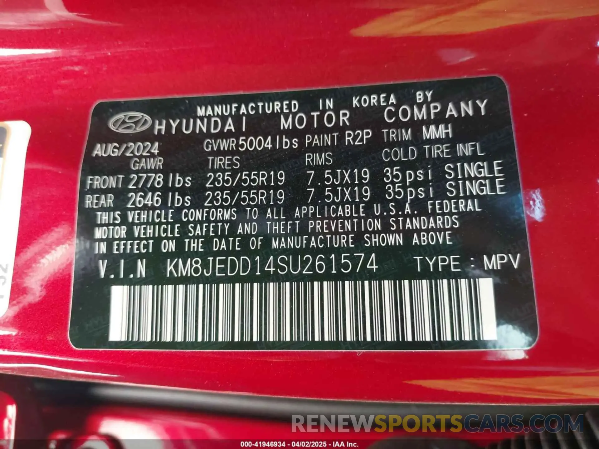 9 Photograph of a damaged car KM8JEDD14SU261574 HYUNDAI TUCSON HYBRID 2025