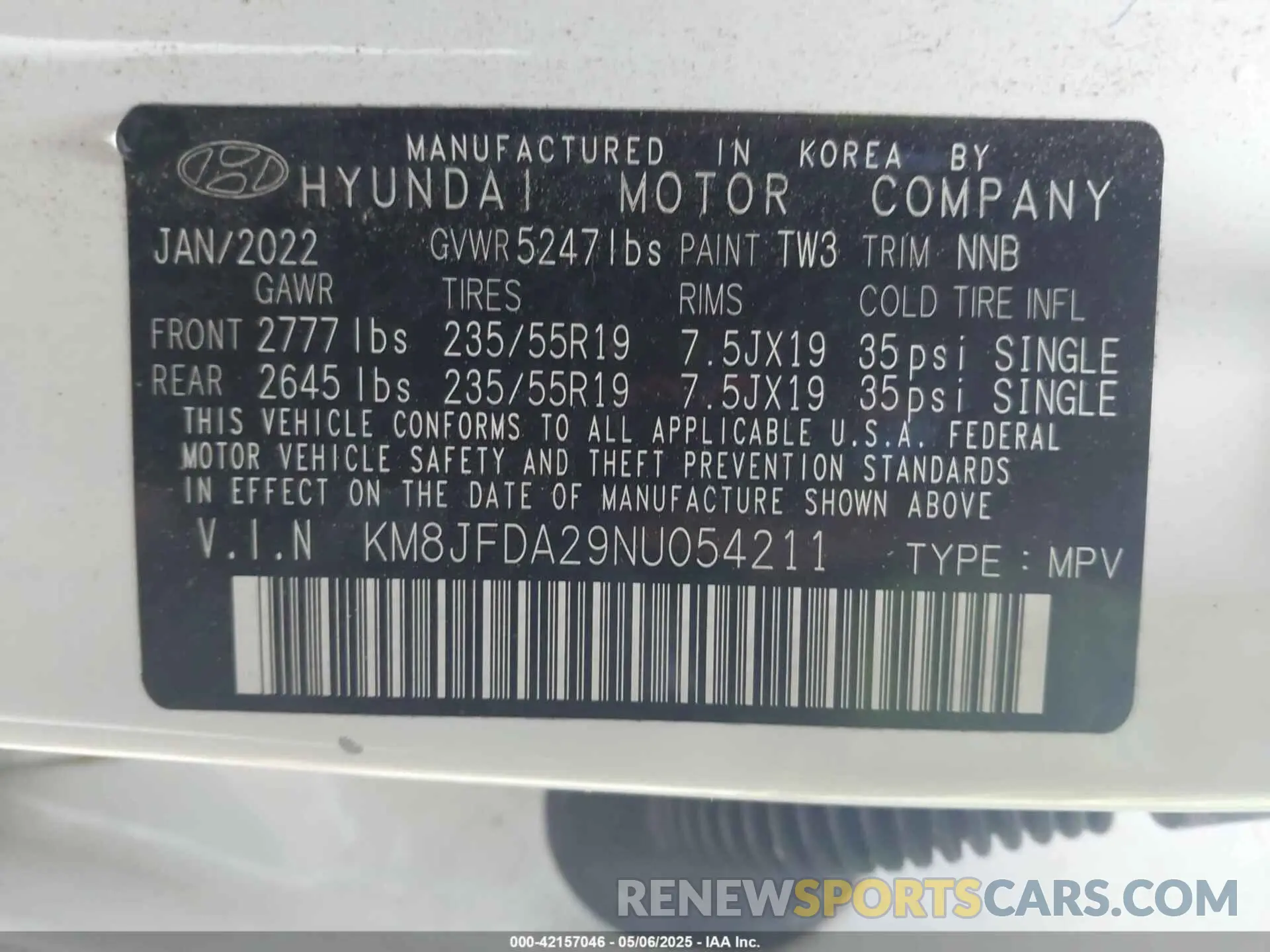9 Photograph of a damaged car KM8JFDA29NU054211 HYUNDAI TUCSON PLUG-IN HYBRID 2022