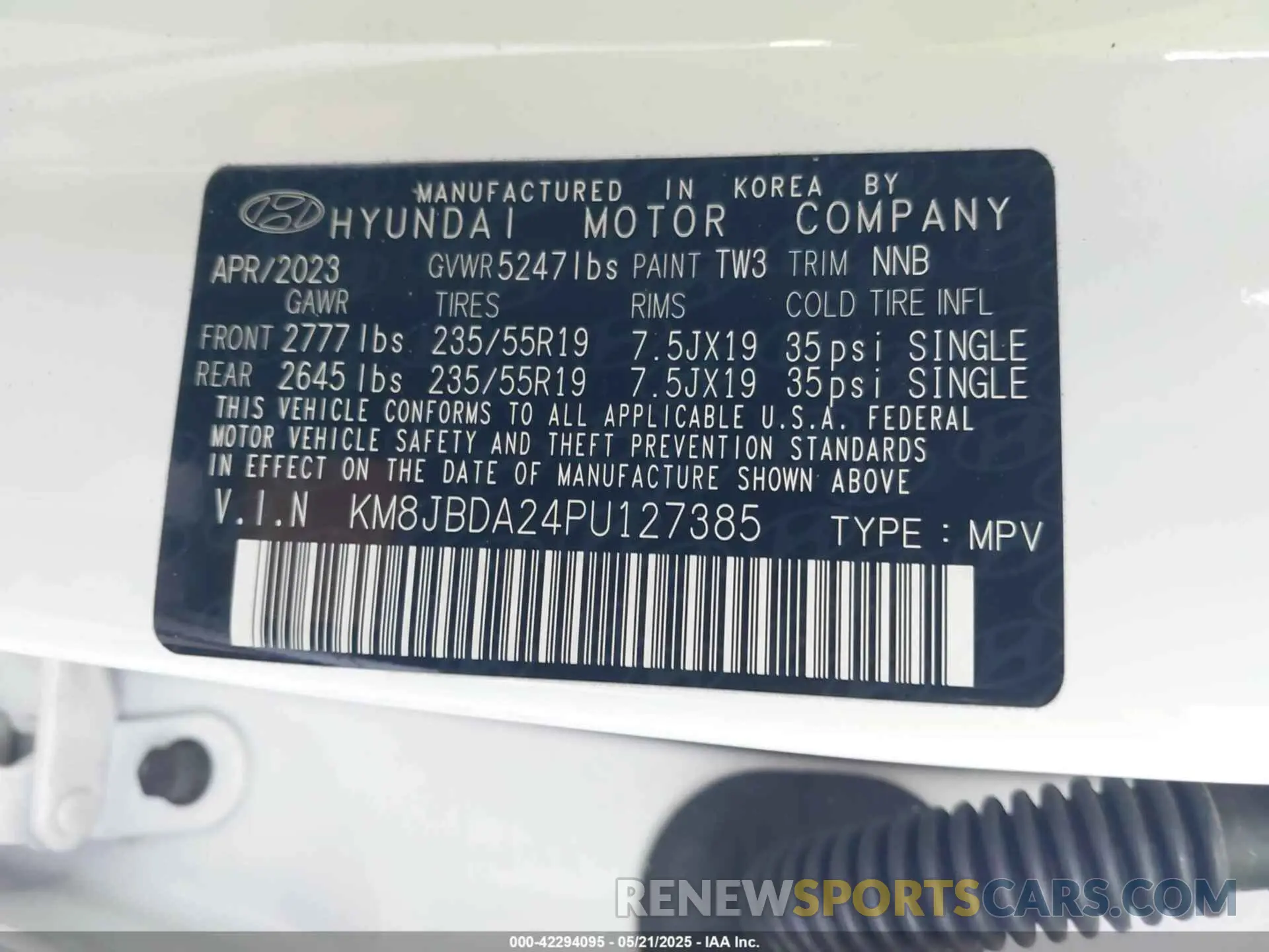 9 Photograph of a damaged car KM8JBDA24PU127385 HYUNDAI TUCSON PLUG-IN HYBRID 2023