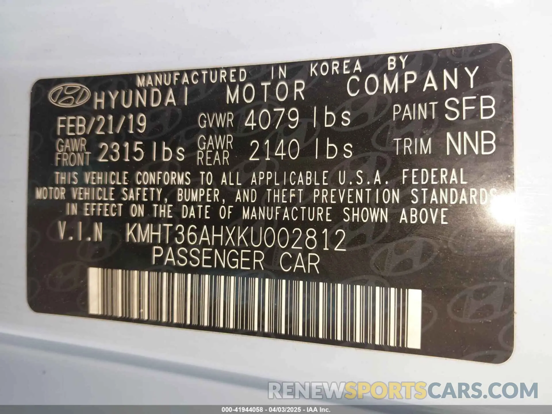 9 Photograph of a damaged car KMHT36AHXKU002812 HYUNDAI VELOSTER 2019