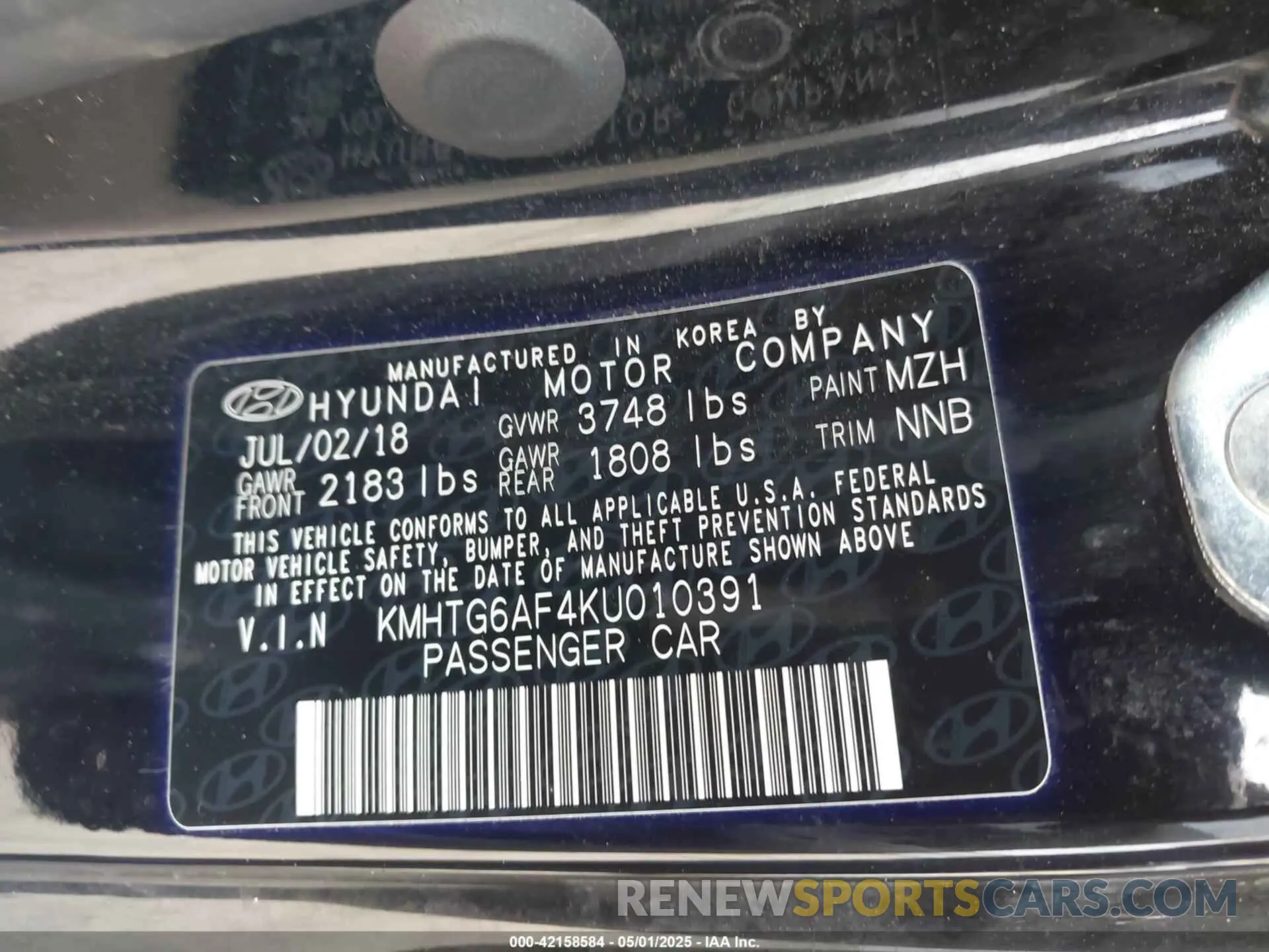 9 Photograph of a damaged car KMHTG6AF4KU010391 HYUNDAI VELOSTER 2019