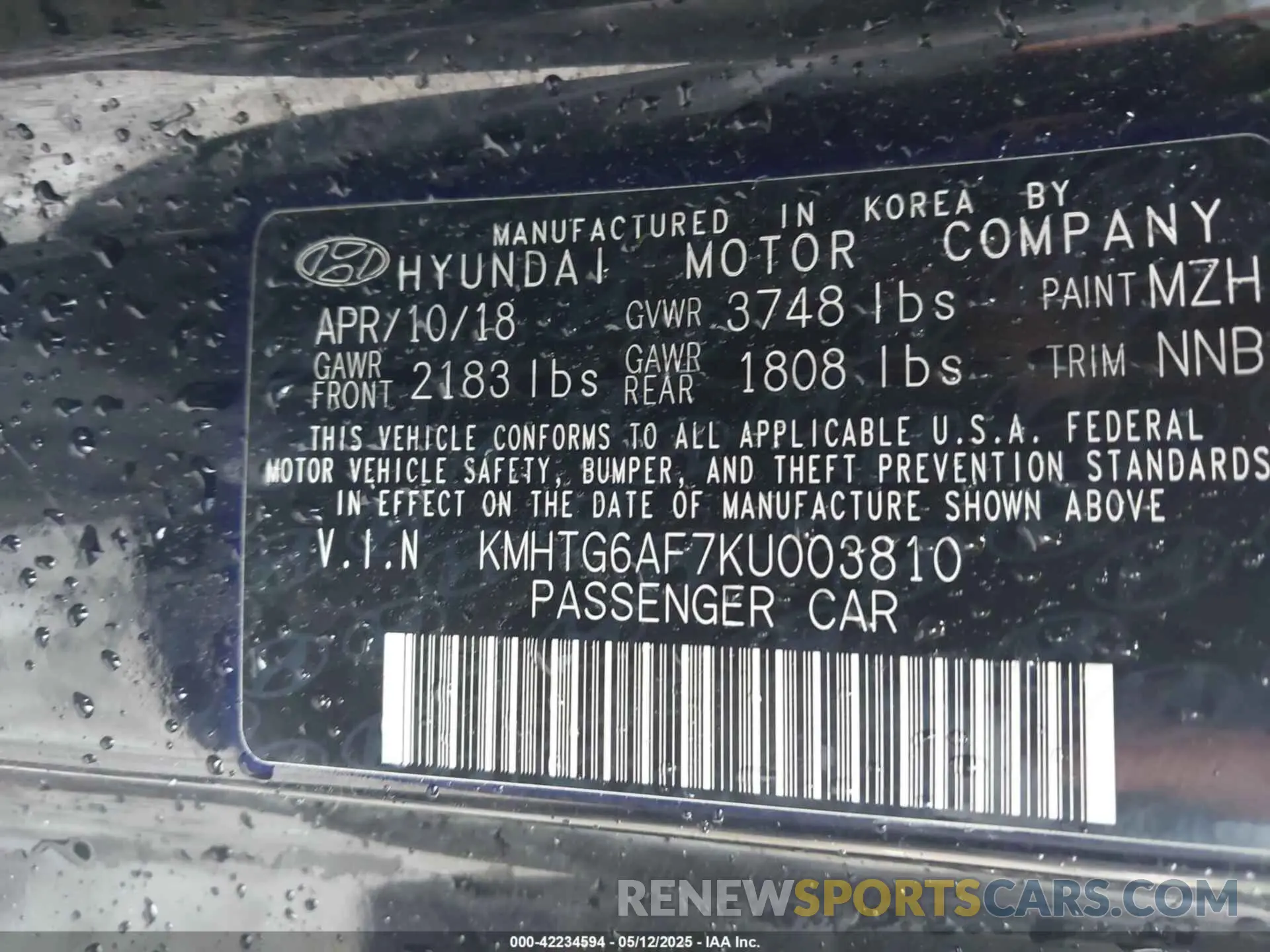 9 Photograph of a damaged car KMHTG6AF7KU003810 HYUNDAI VELOSTER 2019