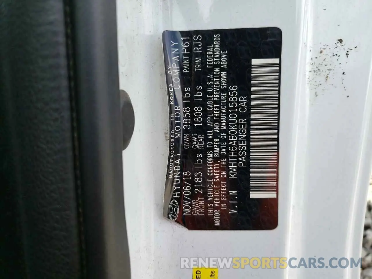 12 Photograph of a damaged car KMHTH6AB0KU015856 HYUNDAI VELOSTER 2019