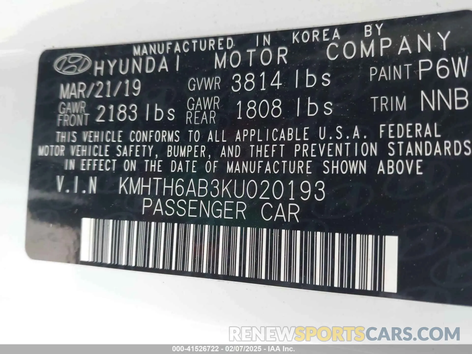 9 Photograph of a damaged car KMHTH6AB3KU020193 HYUNDAI VELOSTER 2019