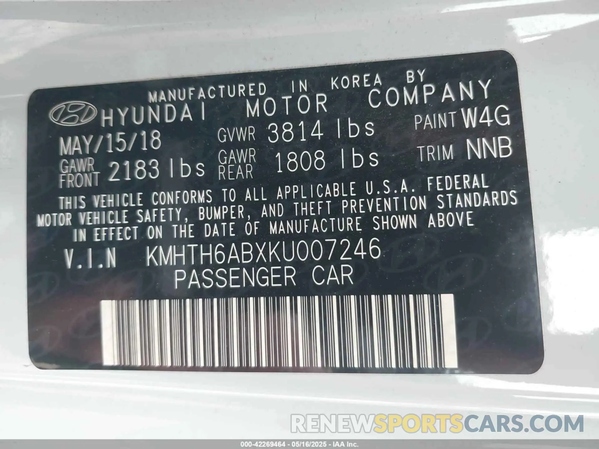 9 Photograph of a damaged car KMHTH6ABXKU007246 HYUNDAI VELOSTER 2019