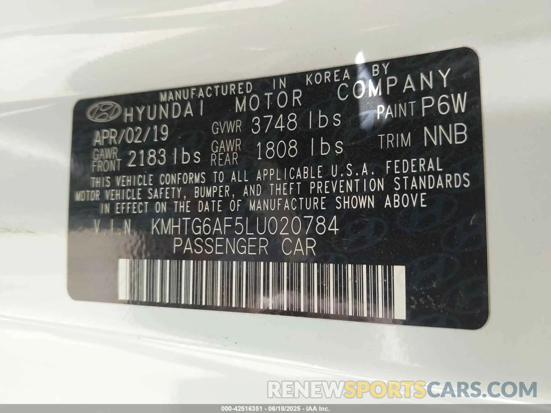 9 Photograph of a damaged car KMHTG6AF5LU020784 HYUNDAI VELOSTER 2020