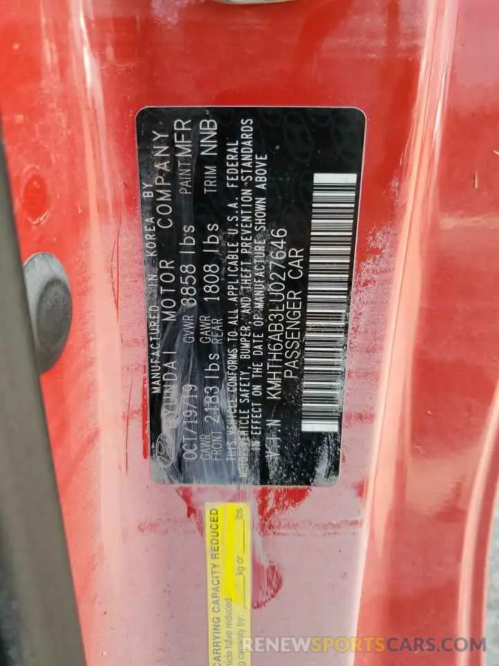 13 Photograph of a damaged car KMHTH6AB3LU027646 HYUNDAI VELOSTER 2020