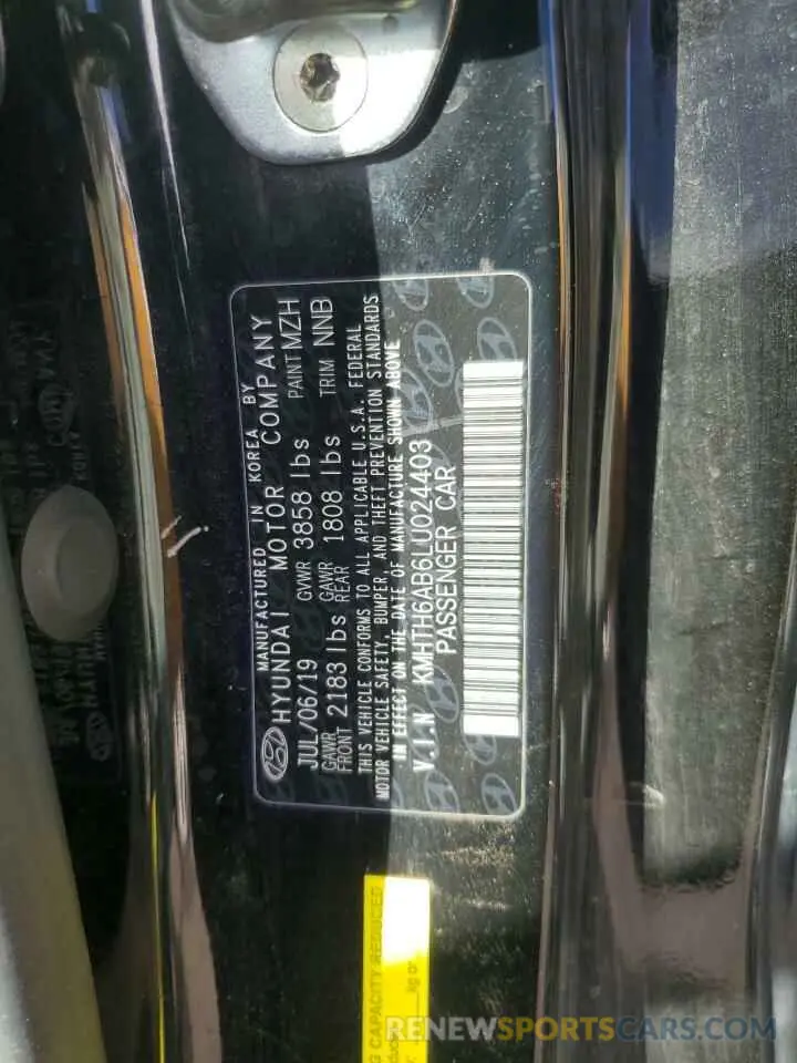 13 Photograph of a damaged car KMHTH6AB6LU024403 HYUNDAI VELOSTER 2020