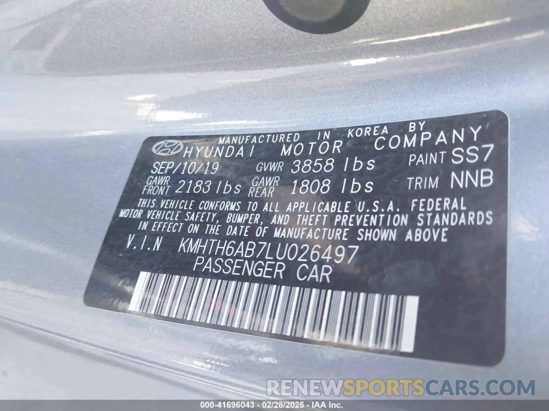 9 Photograph of a damaged car KMHTH6AB7LU026497 HYUNDAI VELOSTER 2020