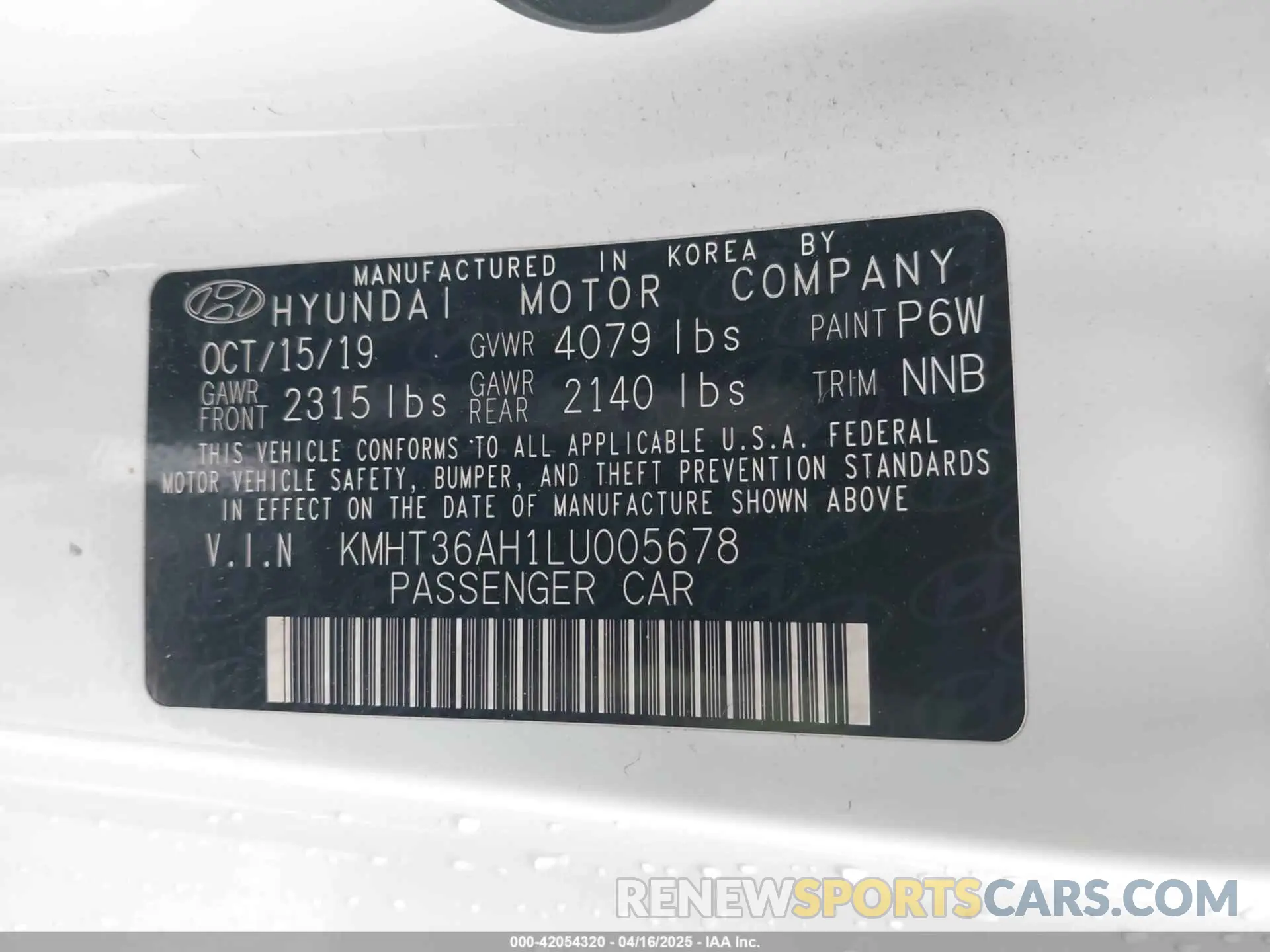 9 Photograph of a damaged car KMHT36AH1LU005678 HYUNDAI VELOSTER N 2020