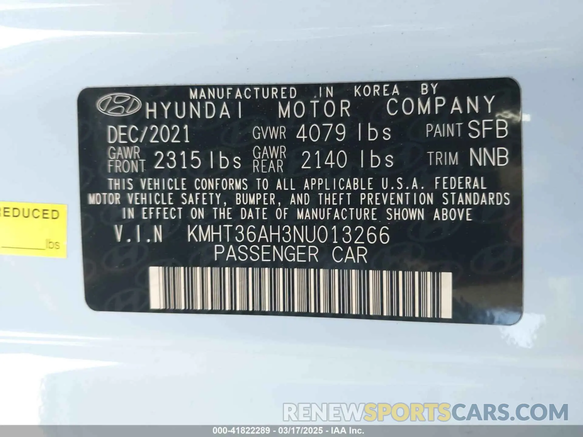 9 Photograph of a damaged car KMHT36AH3NU013266 HYUNDAI VELOSTER N 2022