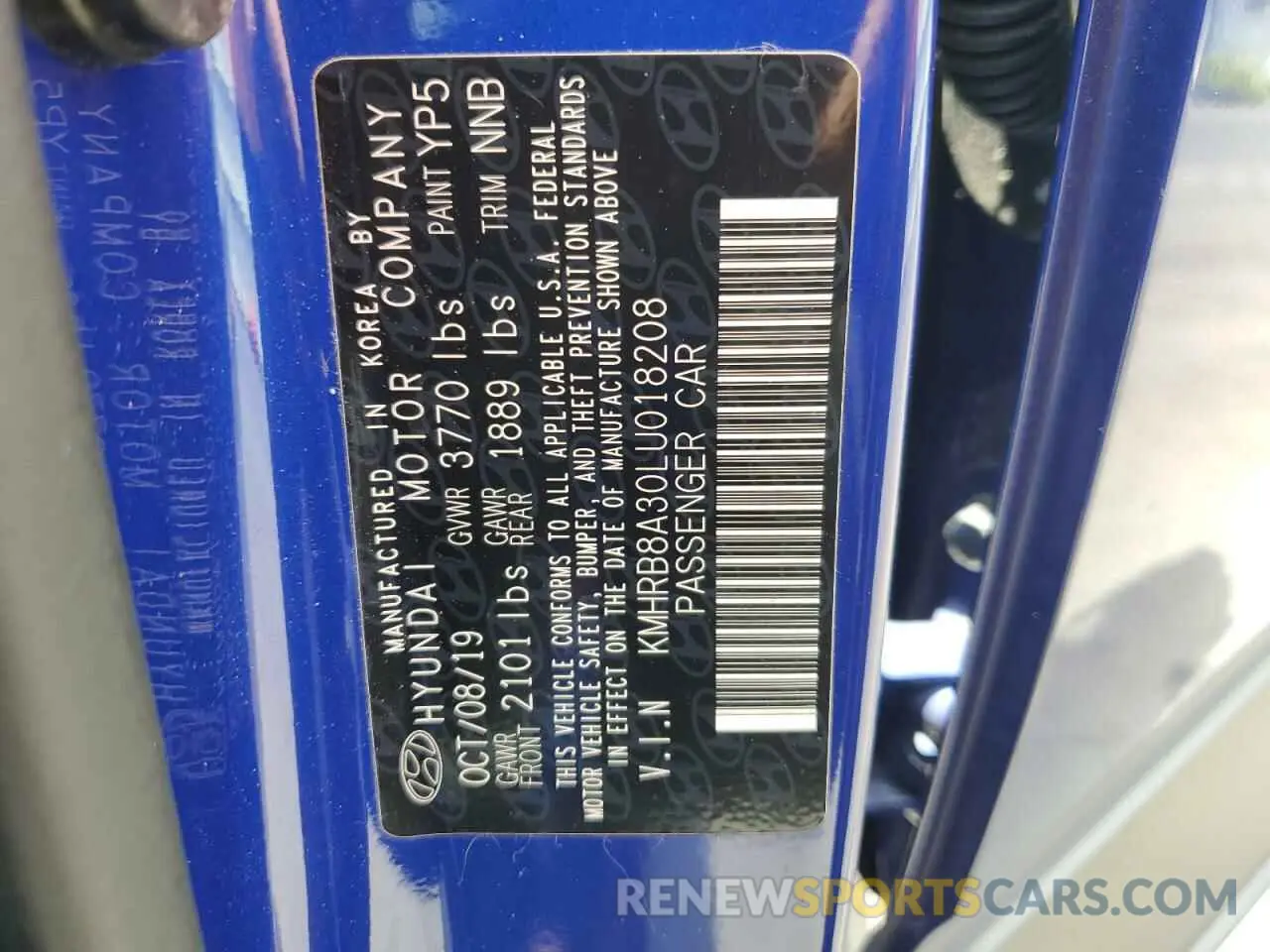 13 Photograph of a damaged car KMHRB8A30LU018208 HYUNDAI VENUE 2020