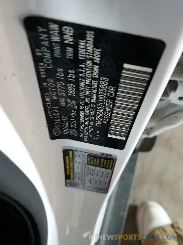 12 Photograph of a damaged car KMHRB8A37LU025883 HYUNDAI VENUE 2020