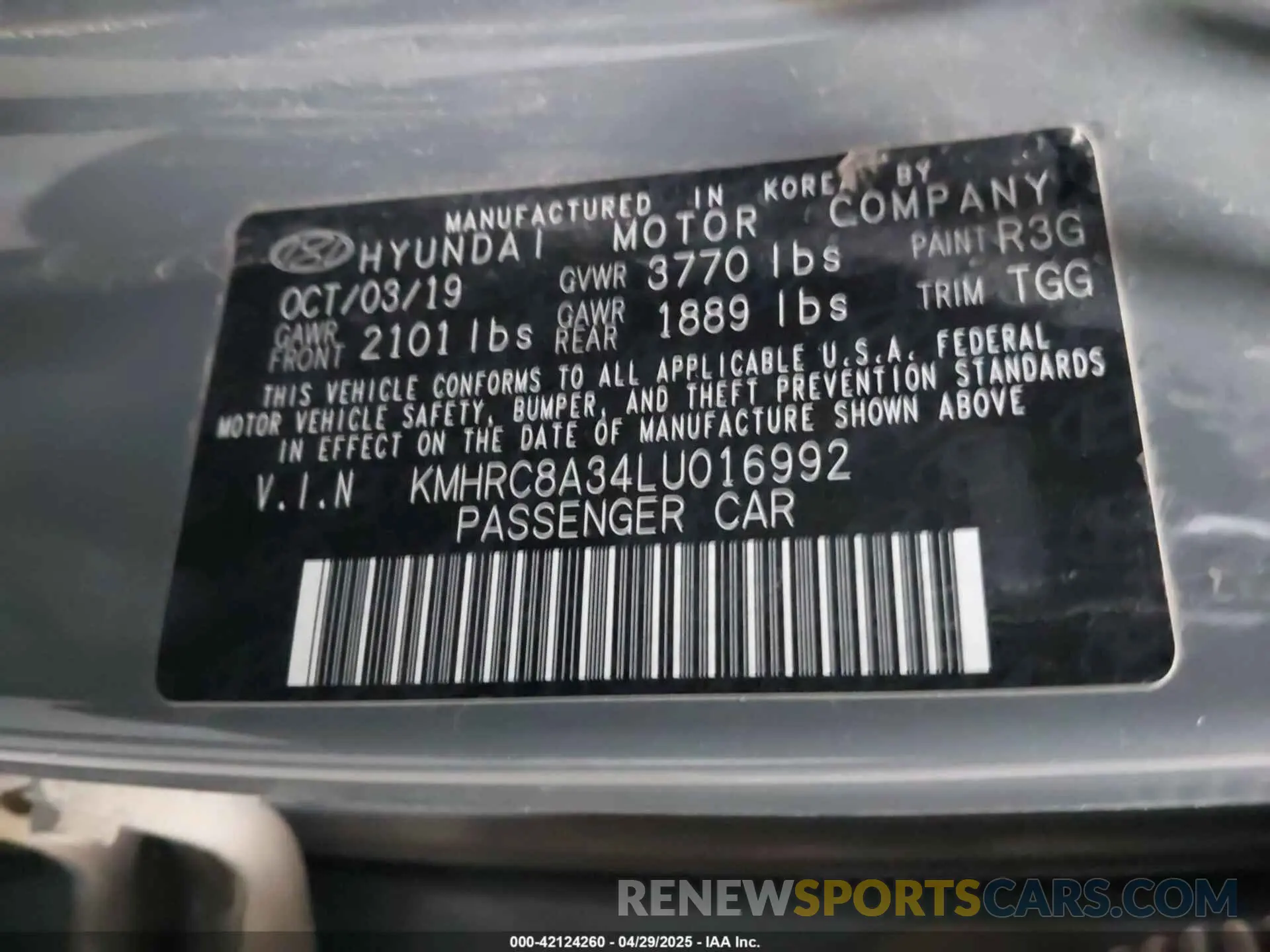 9 Photograph of a damaged car KMHRC8A34LU016992 HYUNDAI VENUE 2020