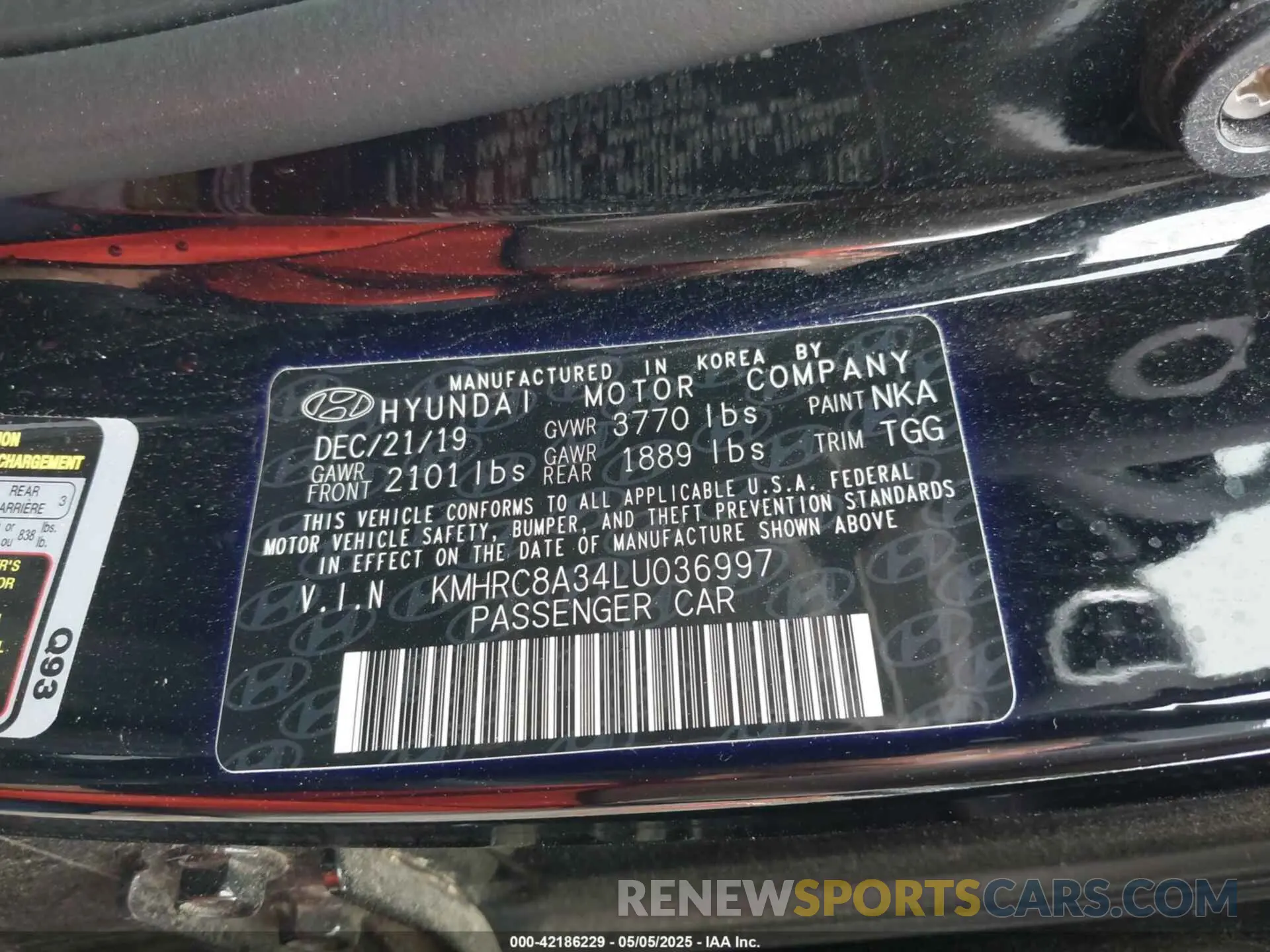 9 Photograph of a damaged car KMHRC8A34LU036997 HYUNDAI VENUE 2020