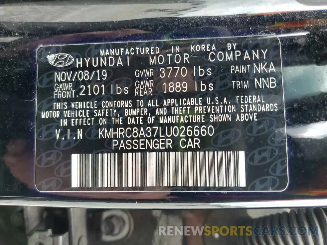 13 Photograph of a damaged car KMHRC8A37LU026660 HYUNDAI VENUE 2020
