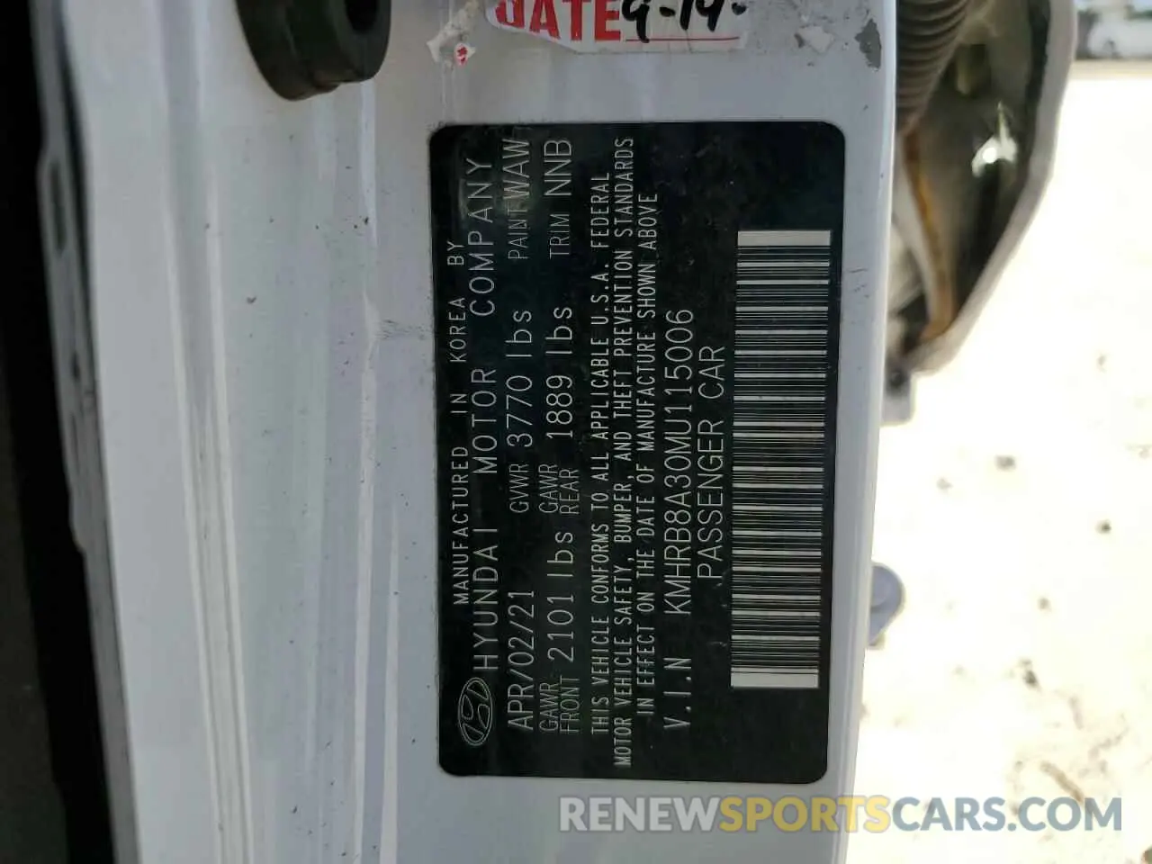 13 Photograph of a damaged car KMHRB8A30MU115006 HYUNDAI VENUE 2021