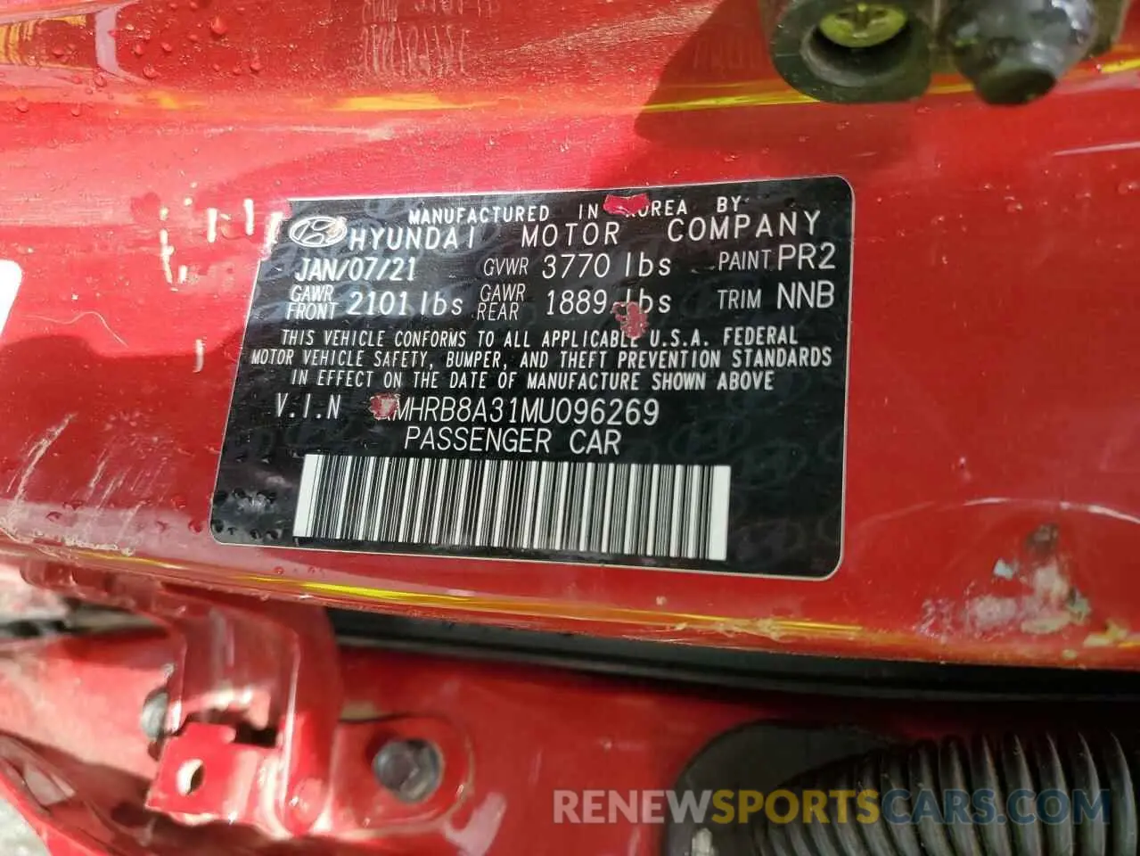 13 Photograph of a damaged car KMHRB8A31MU096269 HYUNDAI VENUE 2021