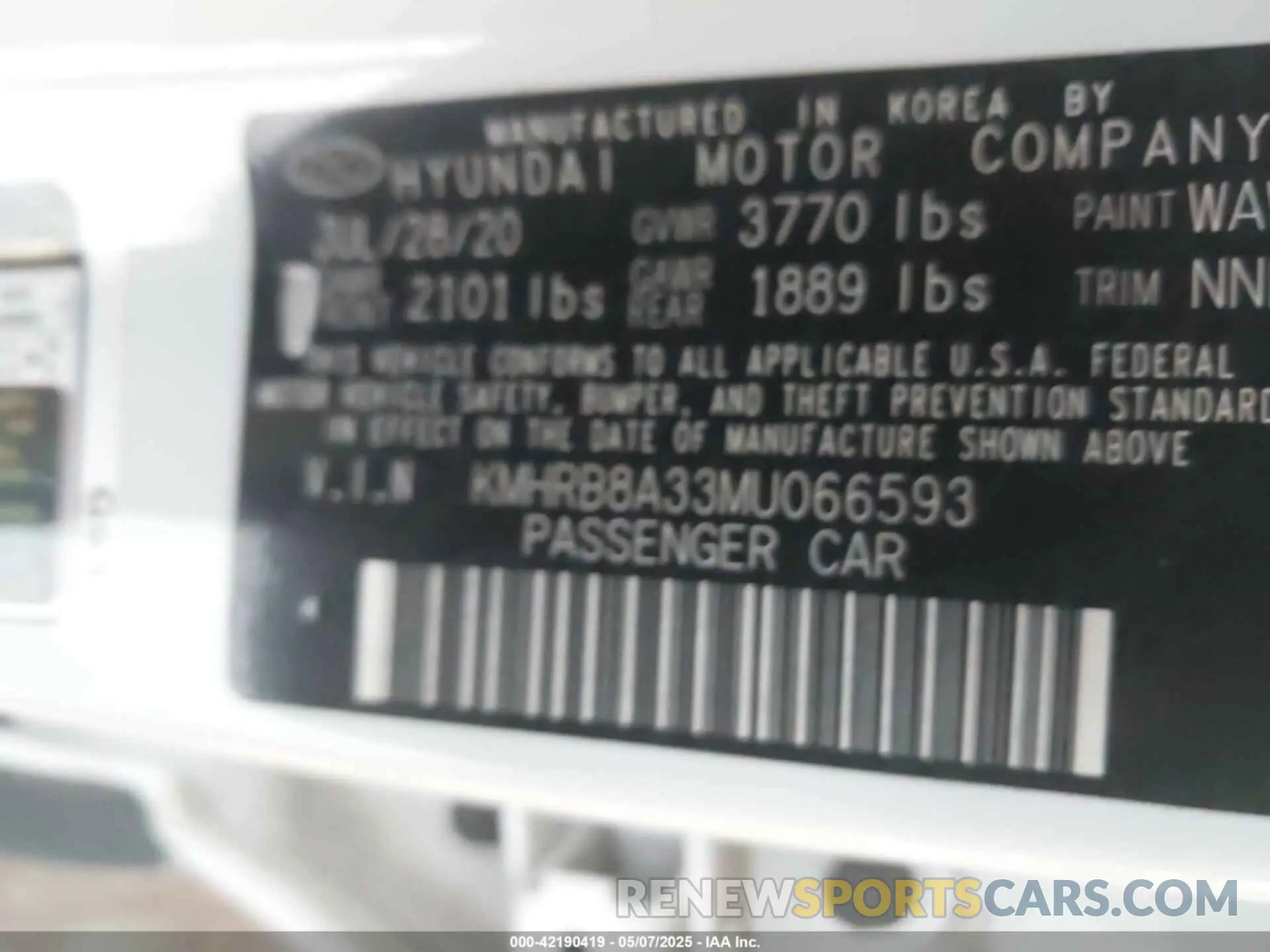 9 Photograph of a damaged car KMHRB8A33MU066593 HYUNDAI VENUE 2021