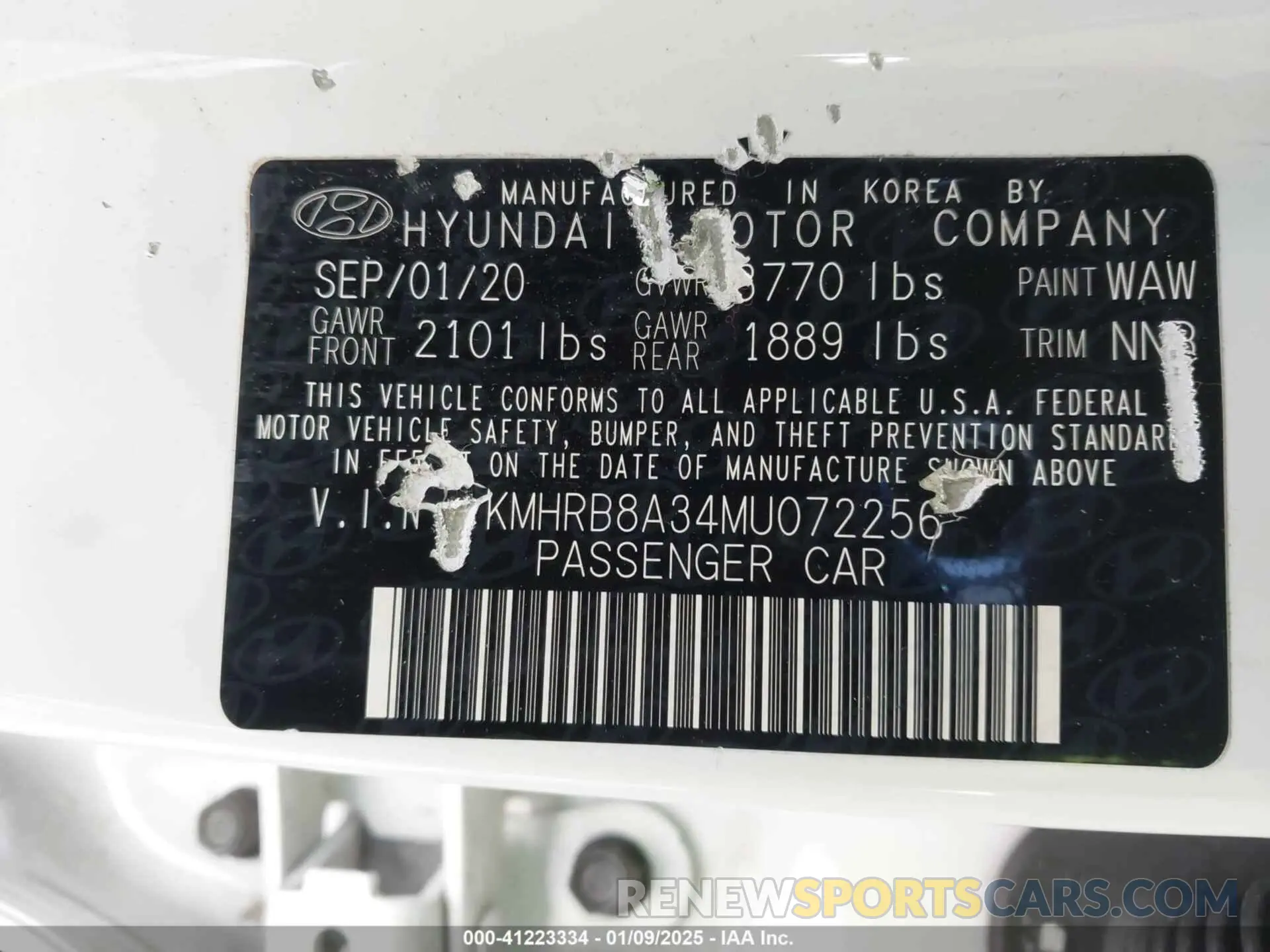9 Photograph of a damaged car KMHRB8A34MU072256 HYUNDAI VENUE 2021