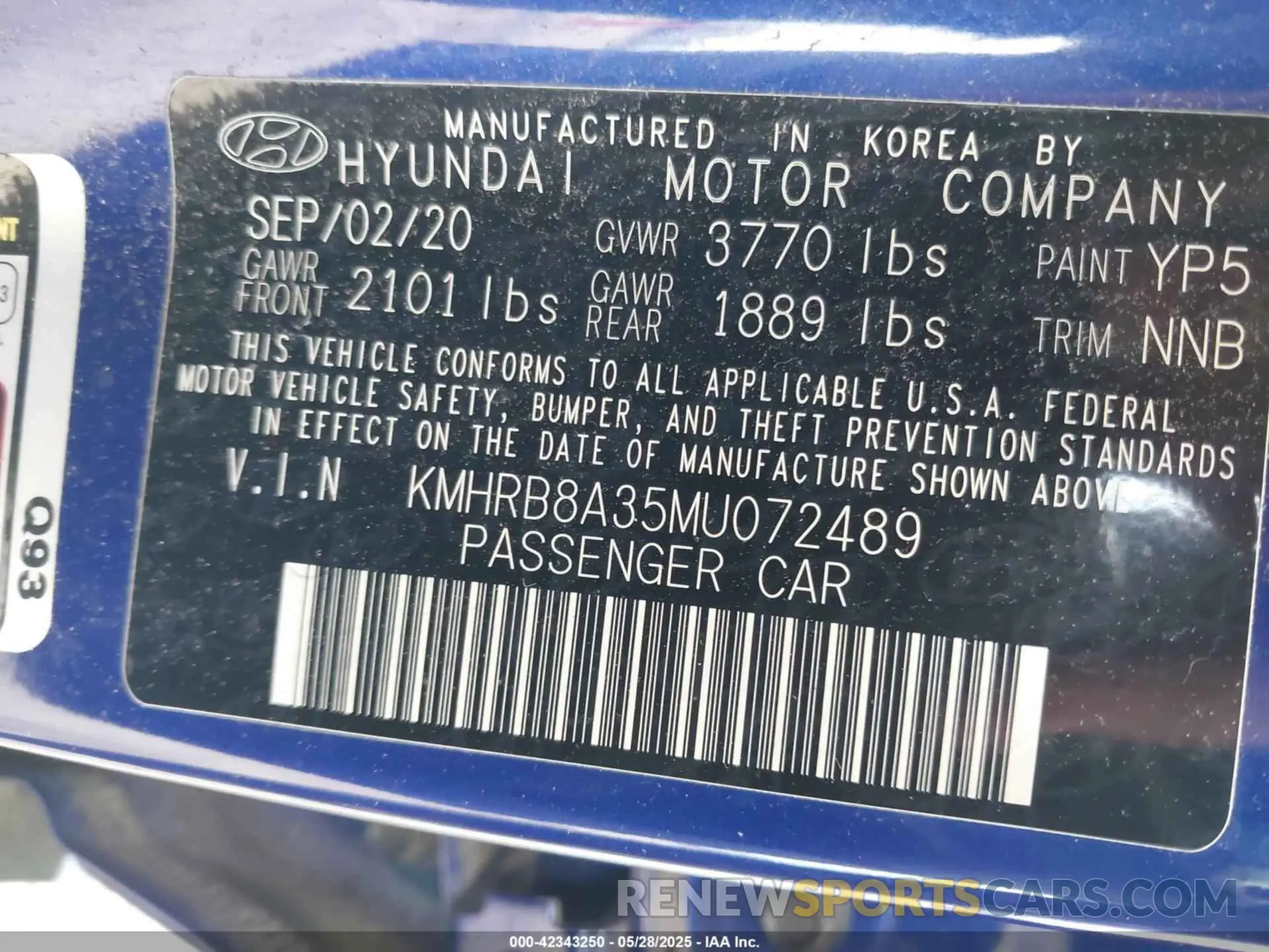 9 Photograph of a damaged car KMHRB8A35MU072489 HYUNDAI VENUE 2021