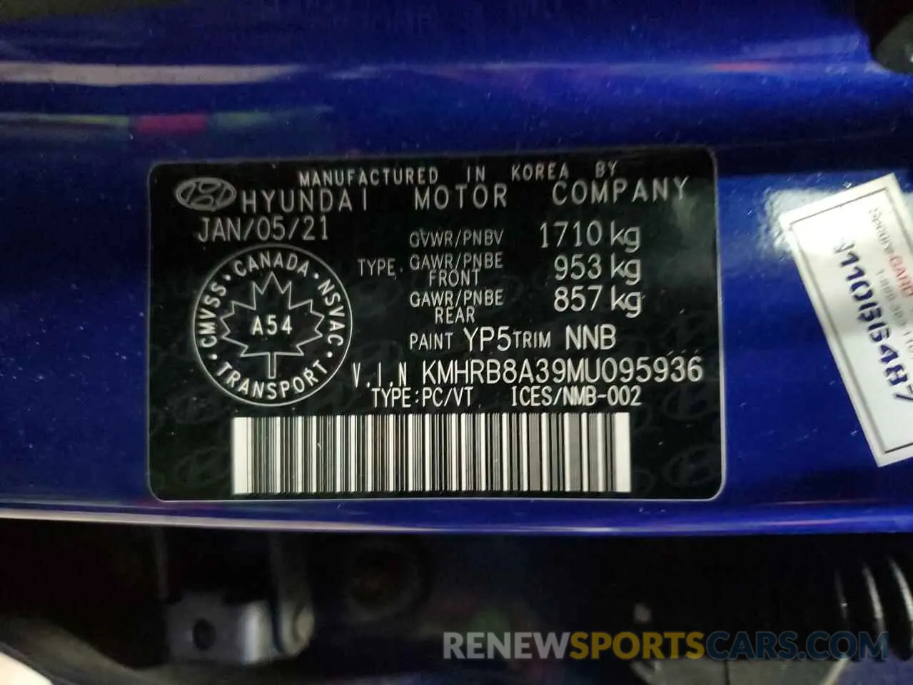 13 Photograph of a damaged car KMHRB8A39MU095936 HYUNDAI VENUE 2021