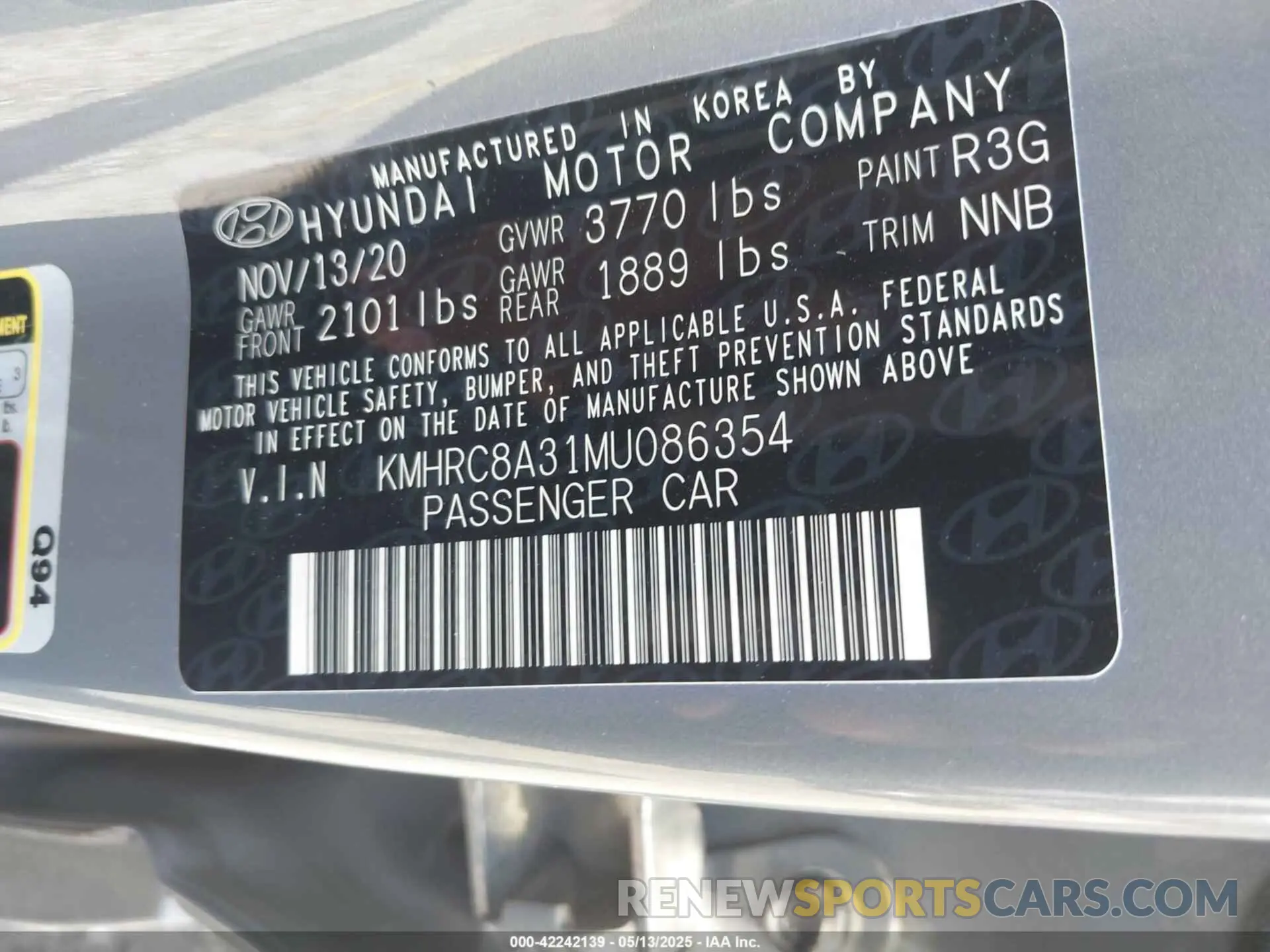 9 Photograph of a damaged car KMHRC8A31MU086354 HYUNDAI VENUE 2021
