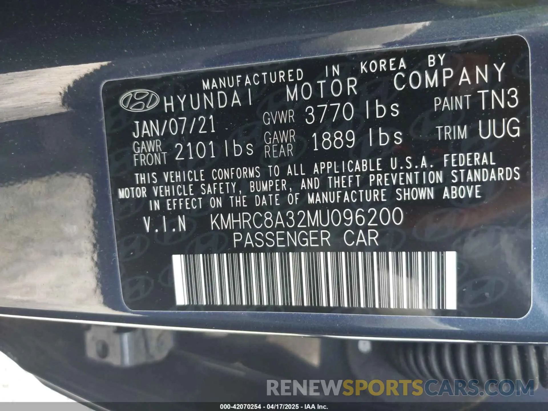 9 Photograph of a damaged car KMHRC8A32MU096200 HYUNDAI VENUE 2021