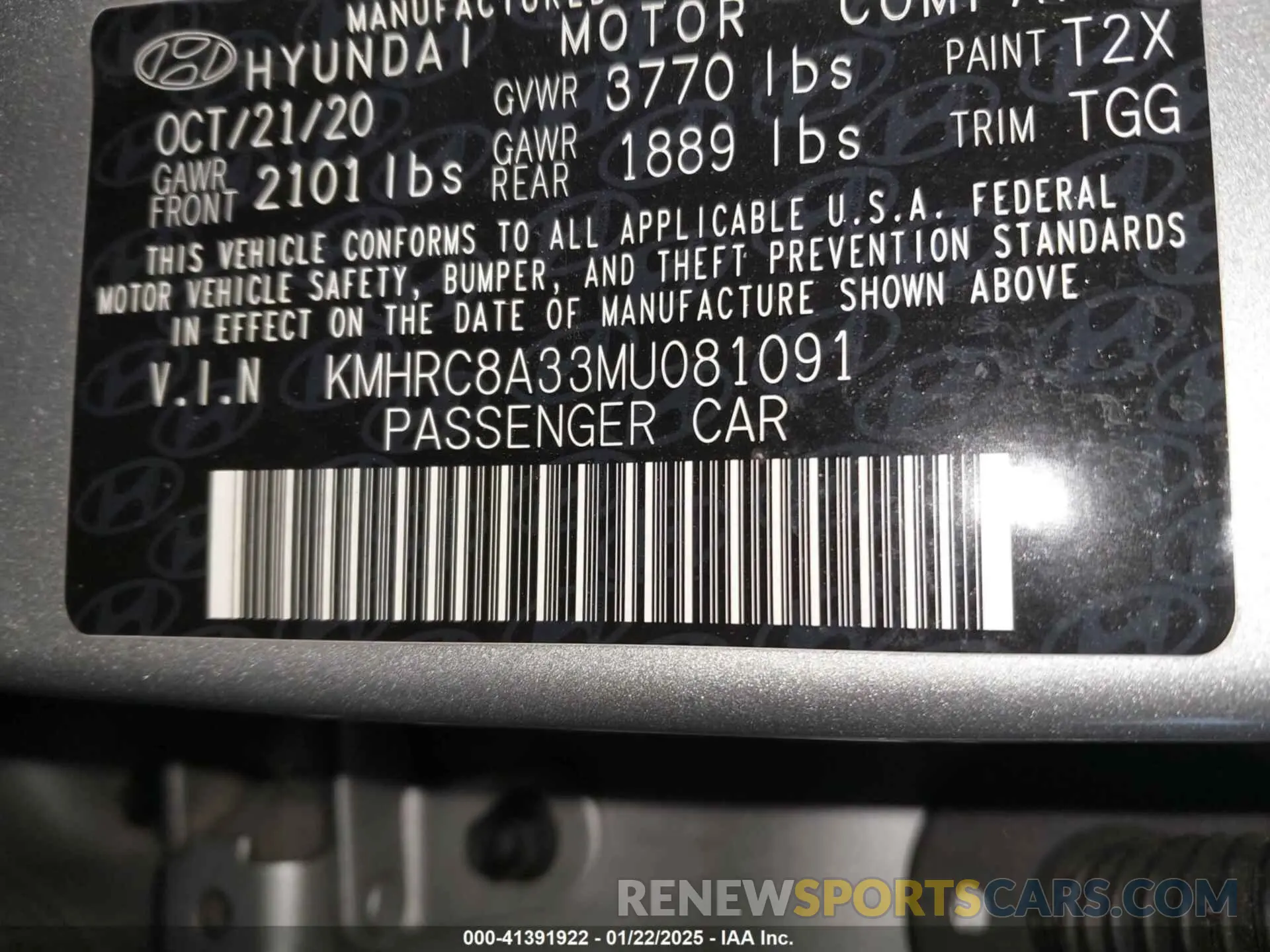 9 Photograph of a damaged car KMHRC8A33MU081091 HYUNDAI VENUE 2021
